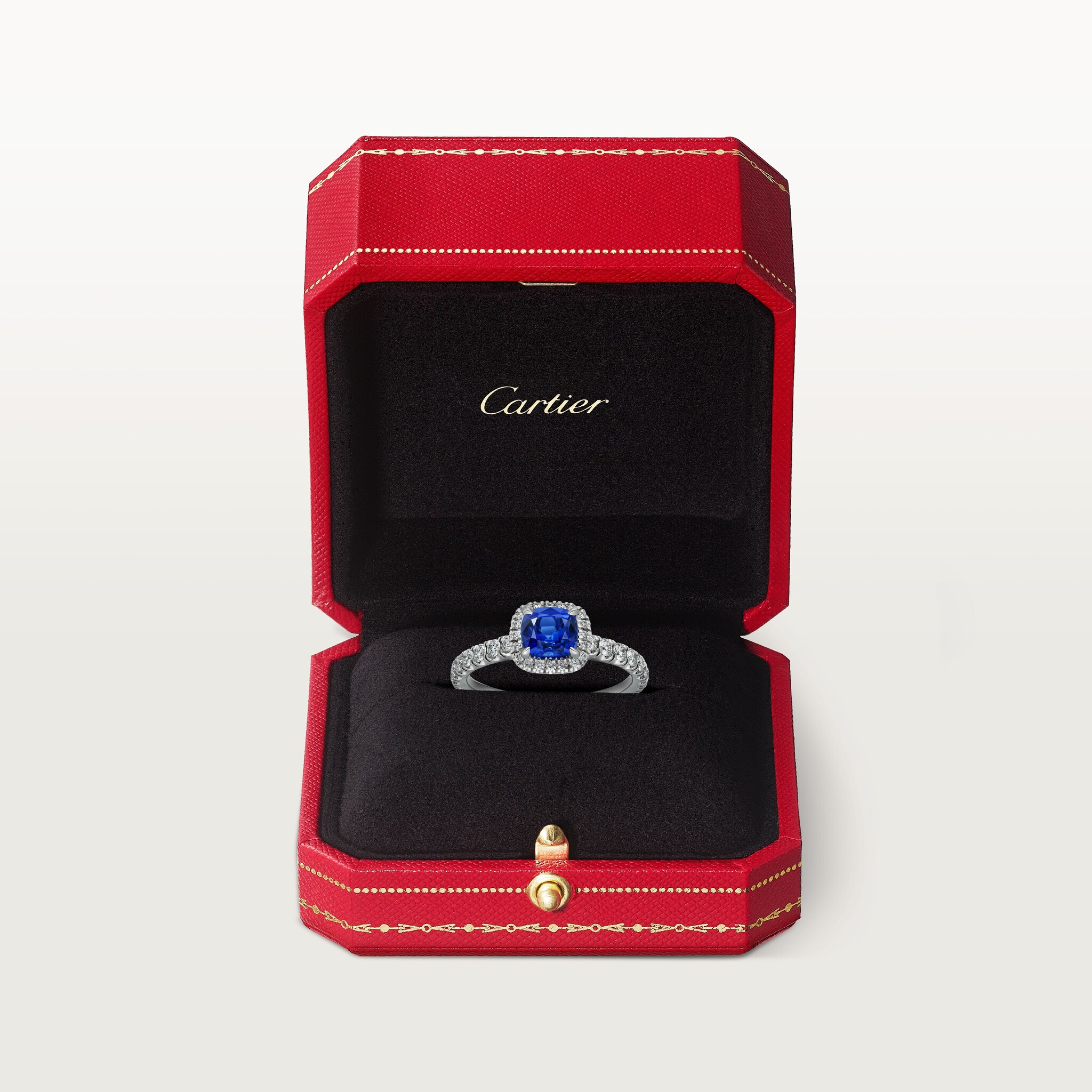 Cartier Destin&eacute;e solitaire, cushion-cut sapphire, paved , image 8