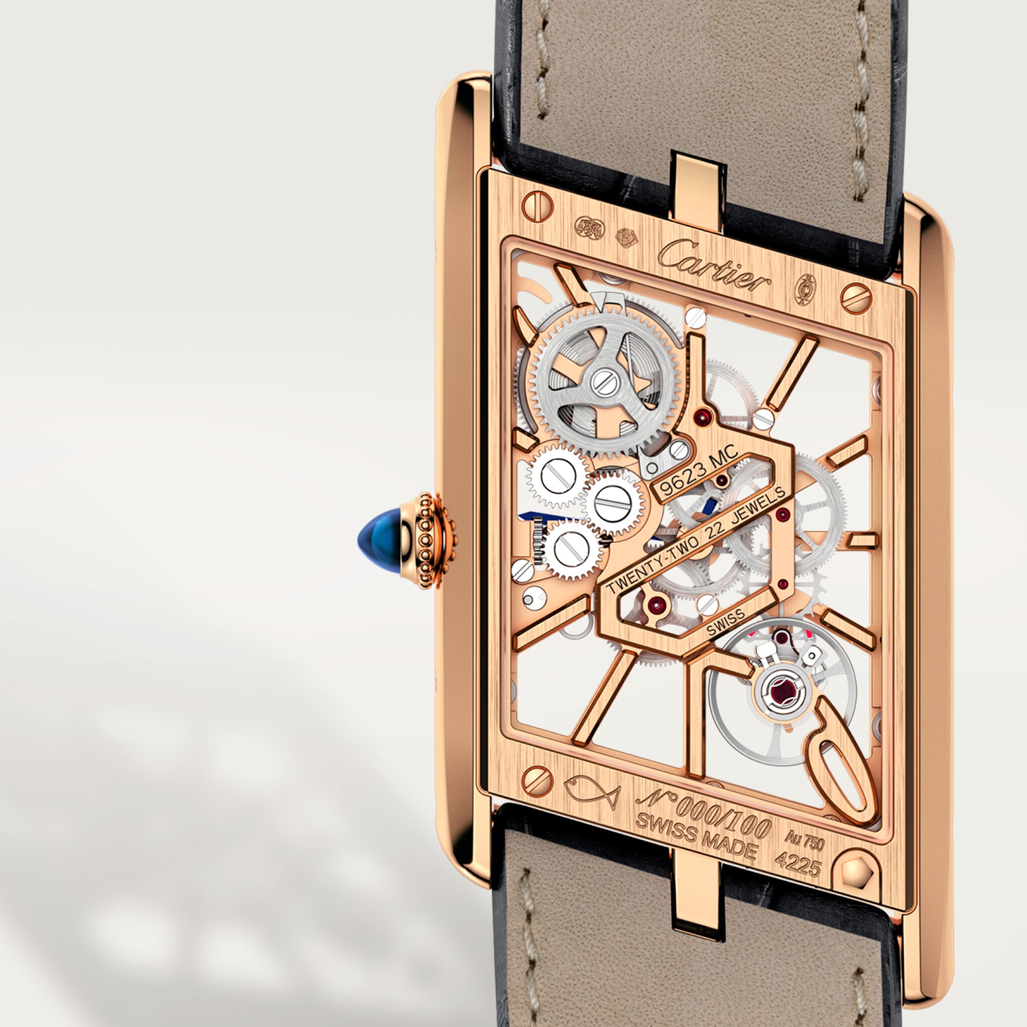 Tank Asym&eacute;trique skeleton watch