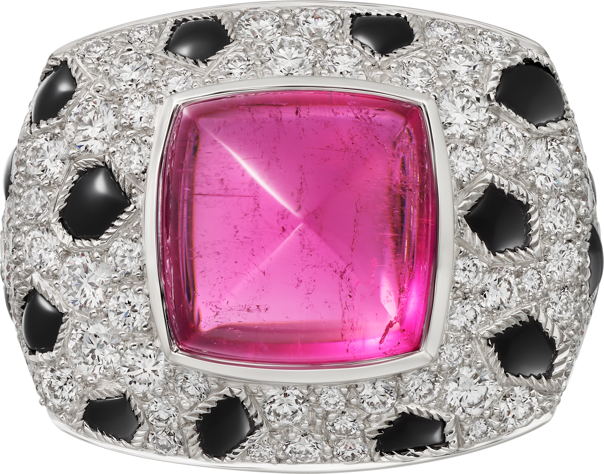 Panth&egrave;re de Cartier ring, sugarloaf-cut rubellite, large model, paved 