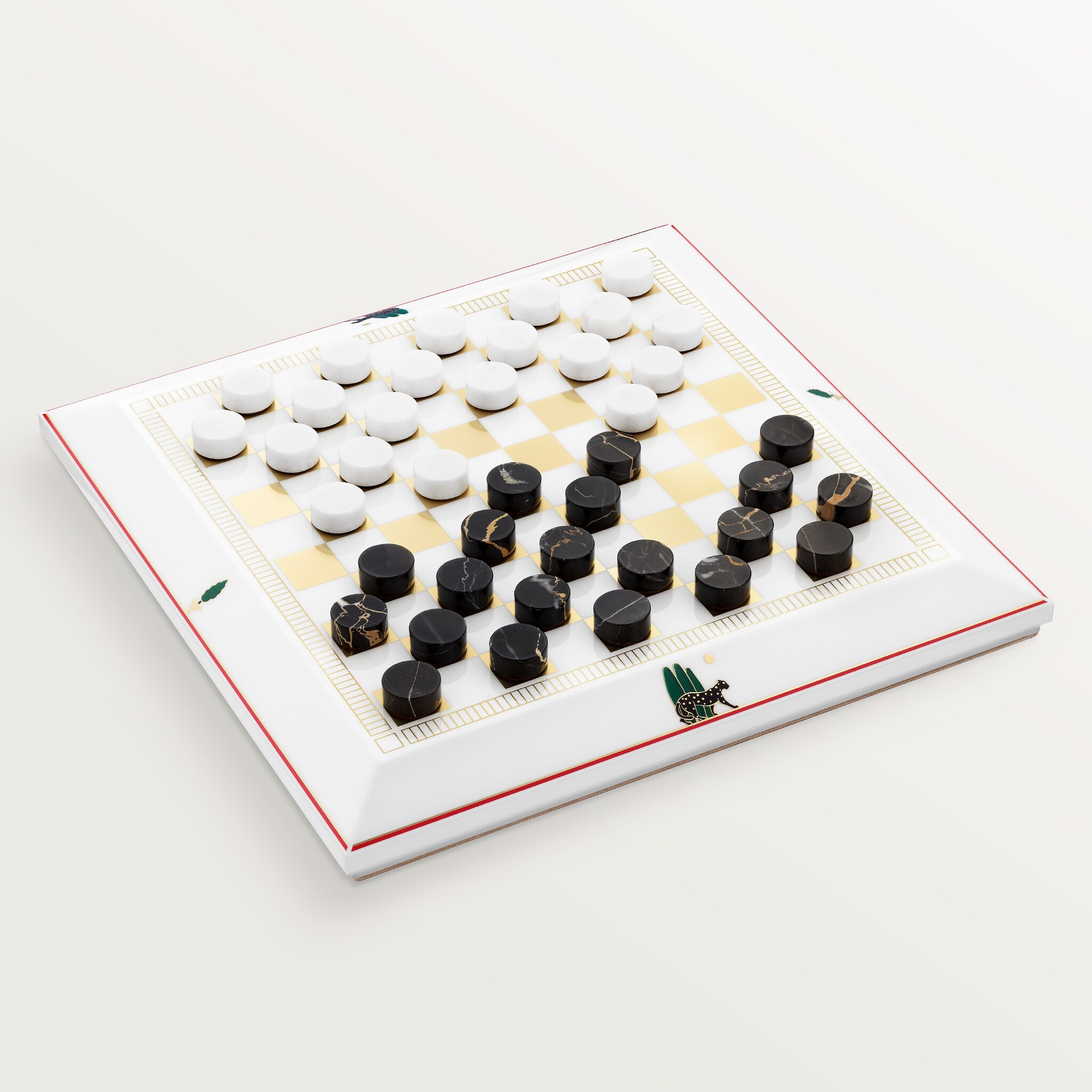 Checkers set with panther motif