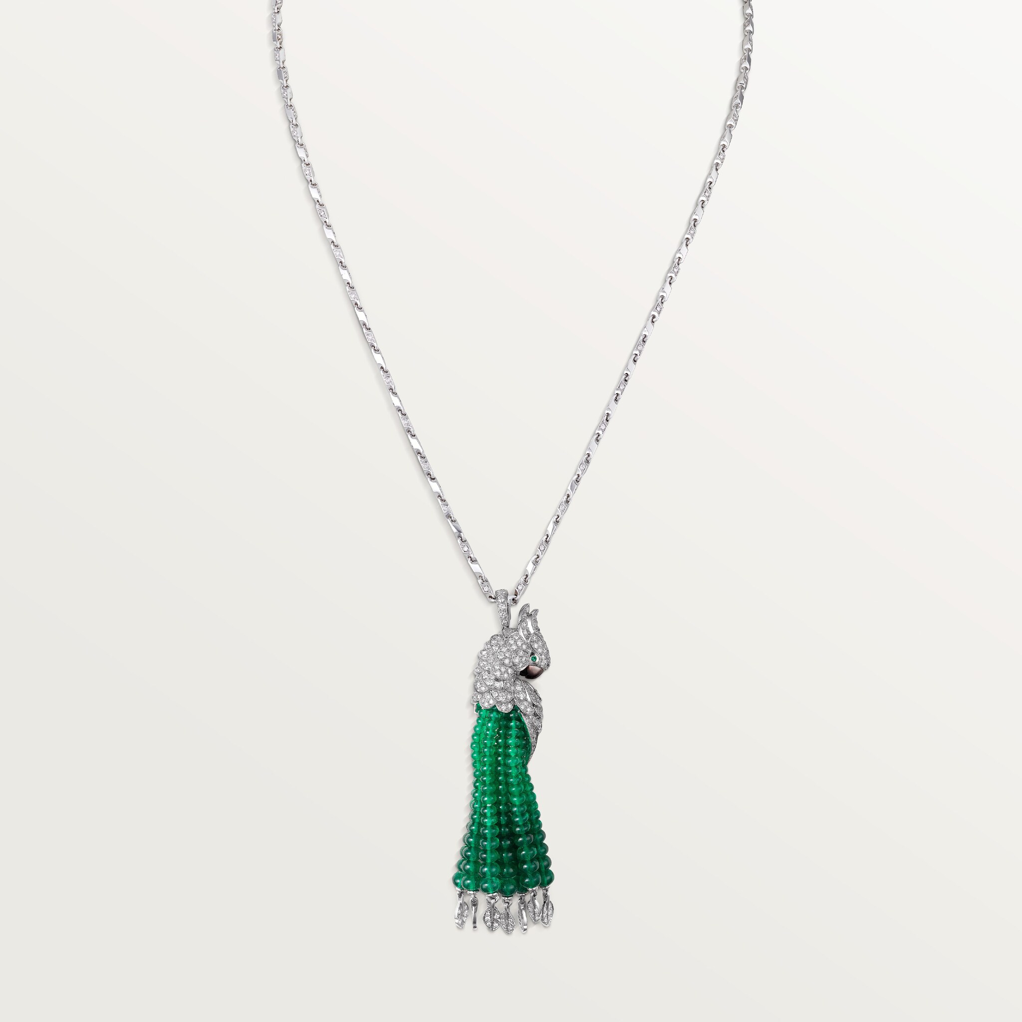 Faune et Flore de Cartier necklace, emerald beads, paved 