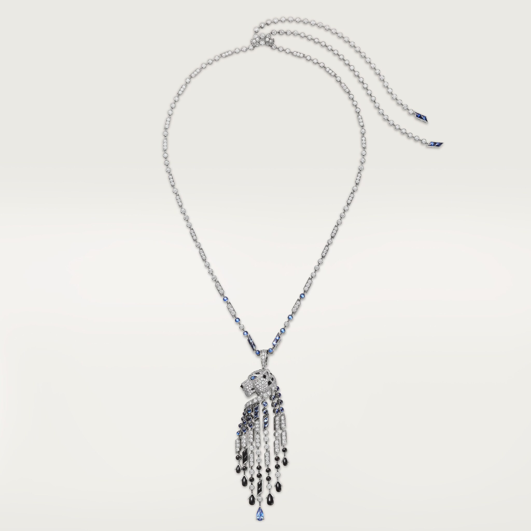 Panth&egrave;re de Cartier long necklace, sapphire, large model, paved 