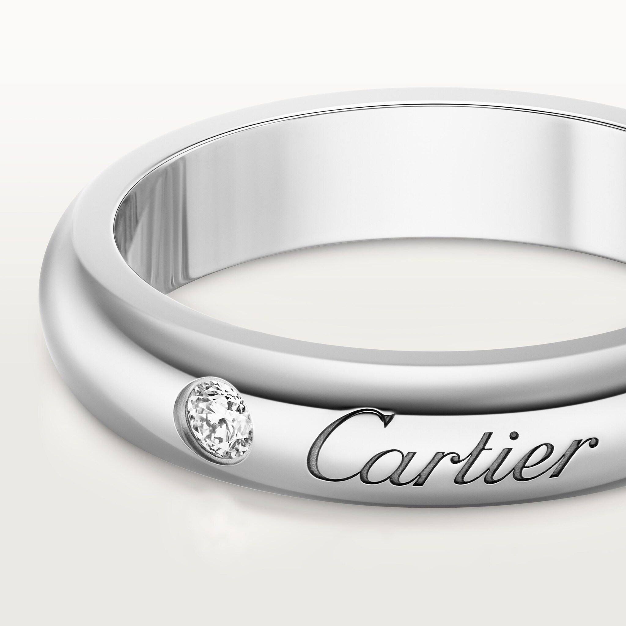 C de Cartier wedding band, 4 mm width, 1 diamond, image 8