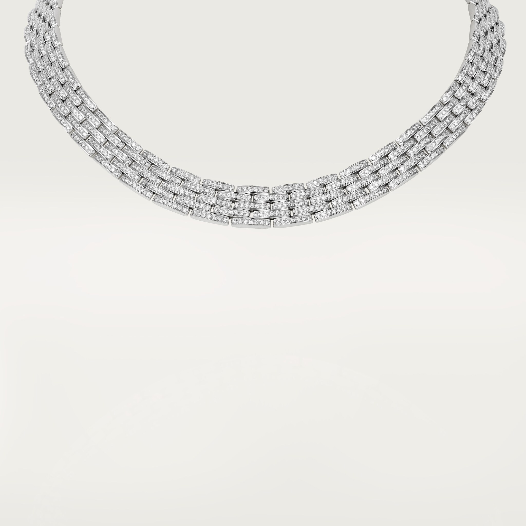Maillon Panth&egrave;re necklace, five rows, paved 