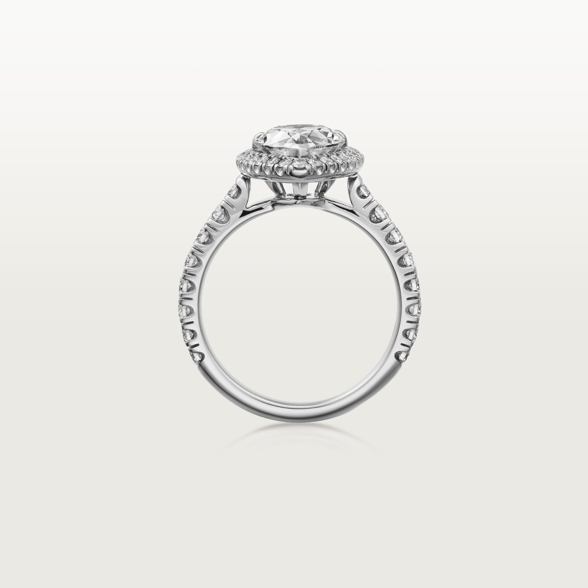 Cartier Destin&eacute;e solitaire, pear-shaped diamond, paved 