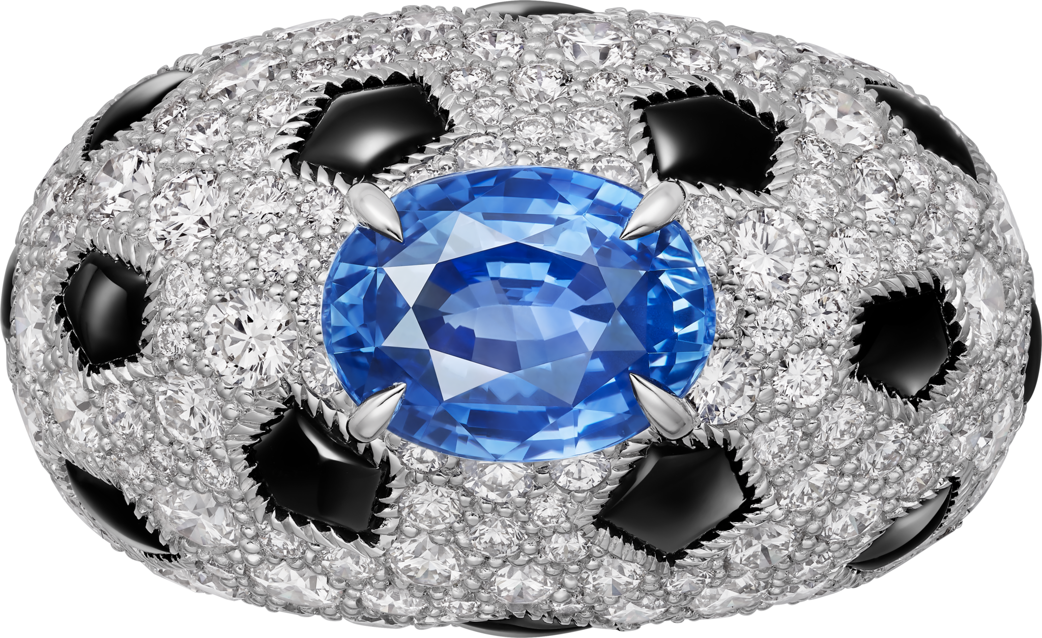 Panth&egrave;re de Cartier ring, oval-cut sapphire, paved 