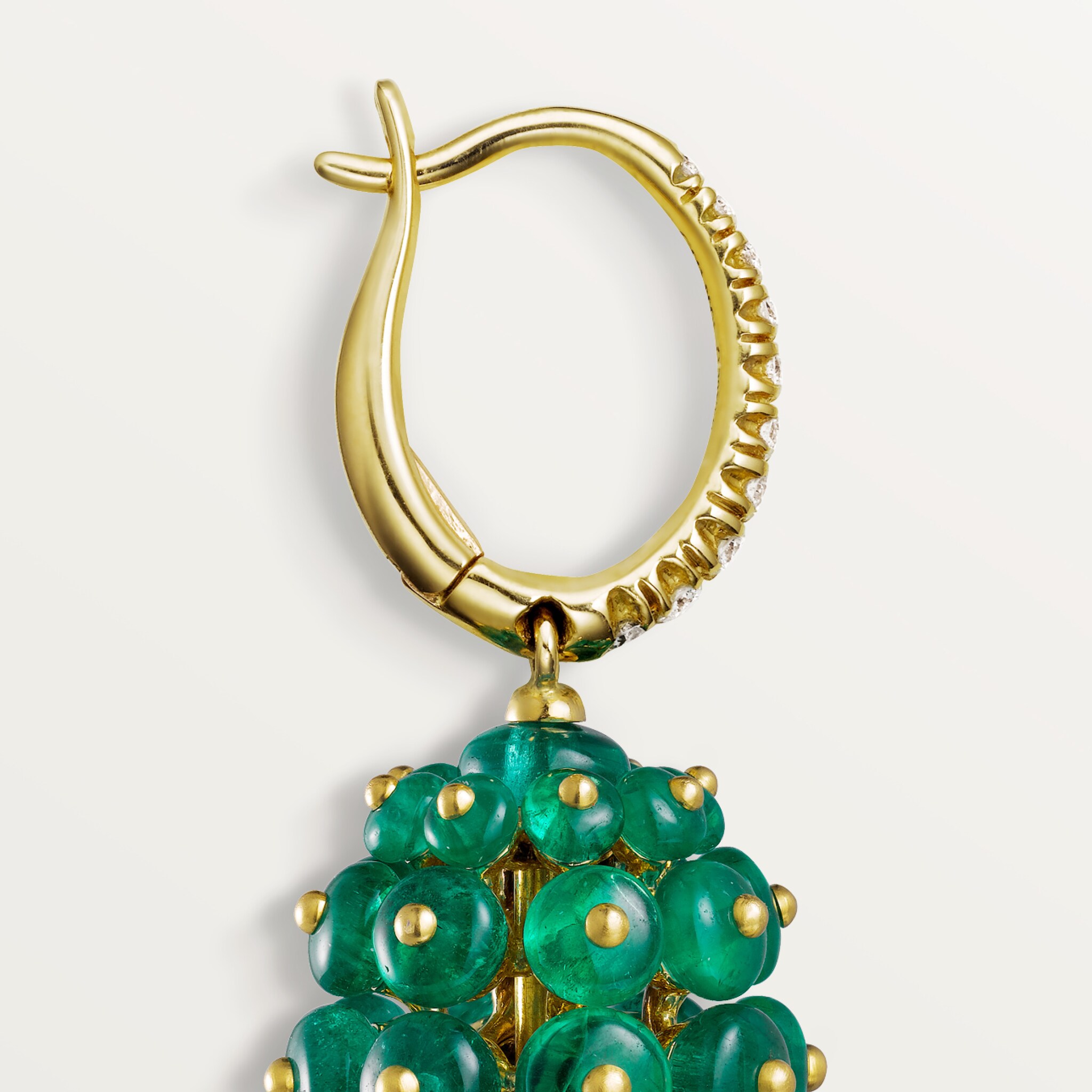 Cactus de Cartier earrings, emerald beads, diamonds