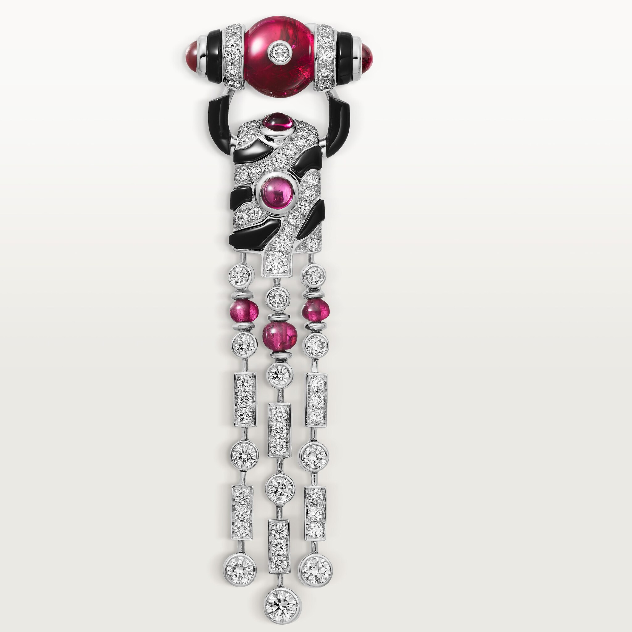 Beaut&eacute;s du Monde earrings, rubellite, paved