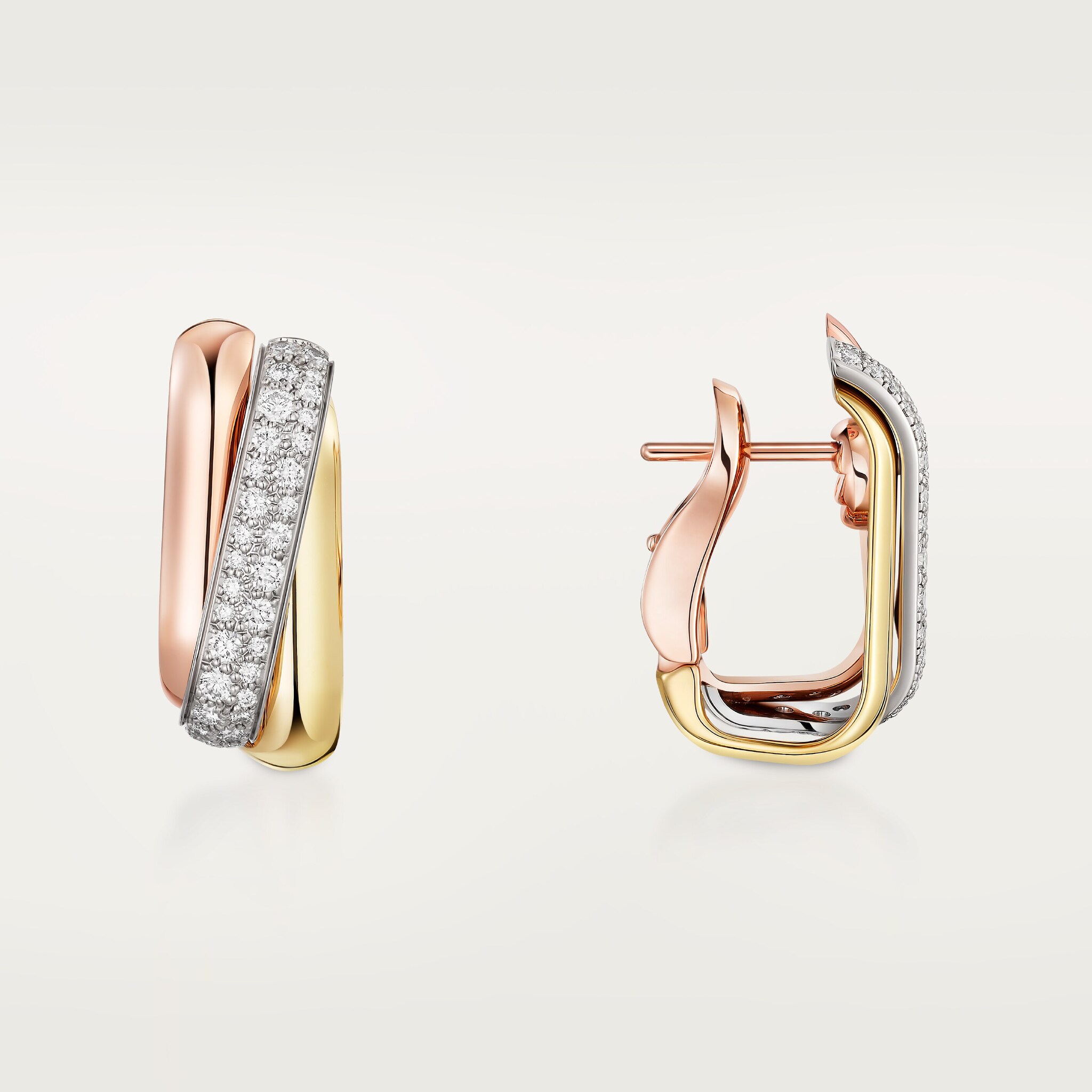 Trinity earrings, cushion-shaped, half-paved, image 5