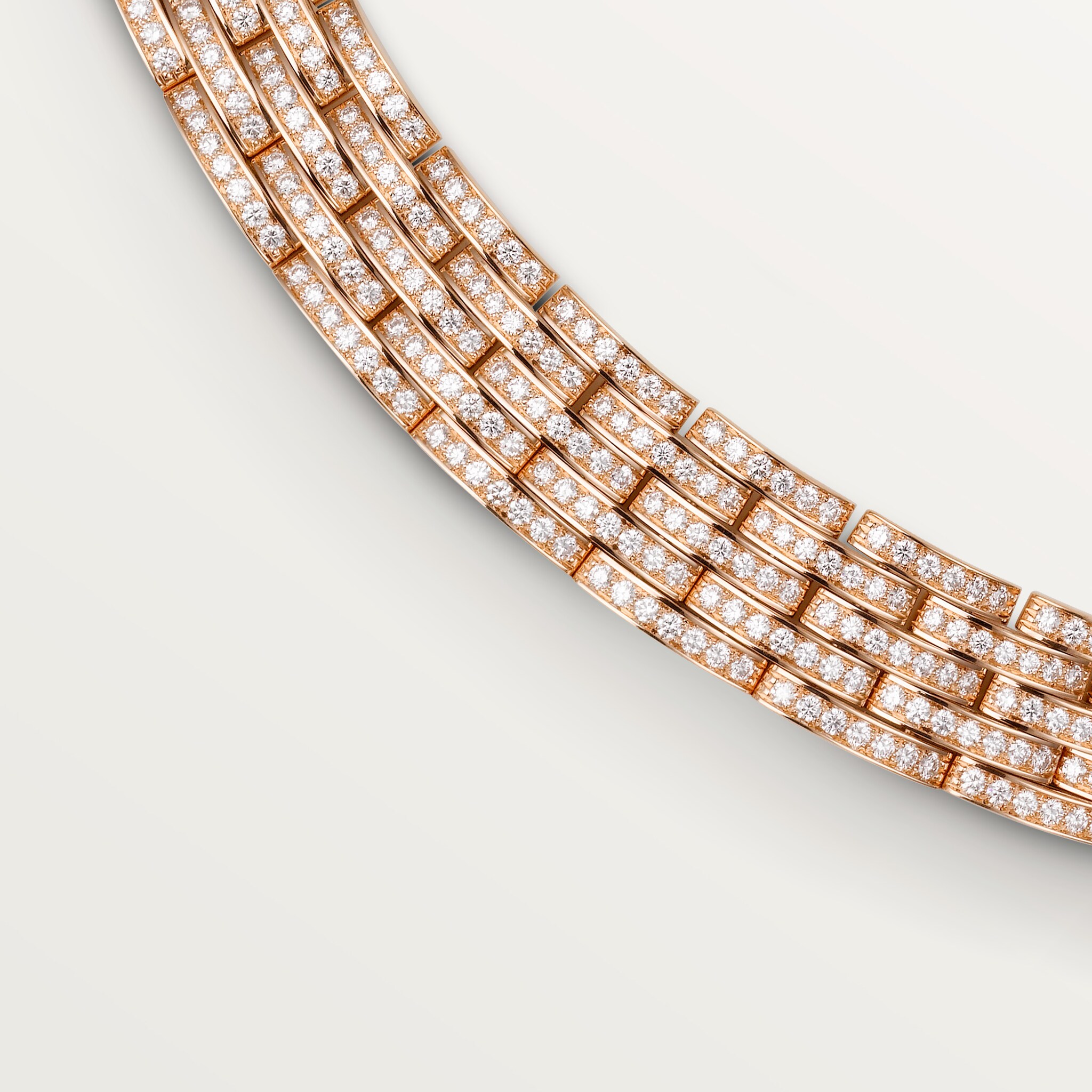 Maillon Panth&egrave;re necklace, five rows, paved 