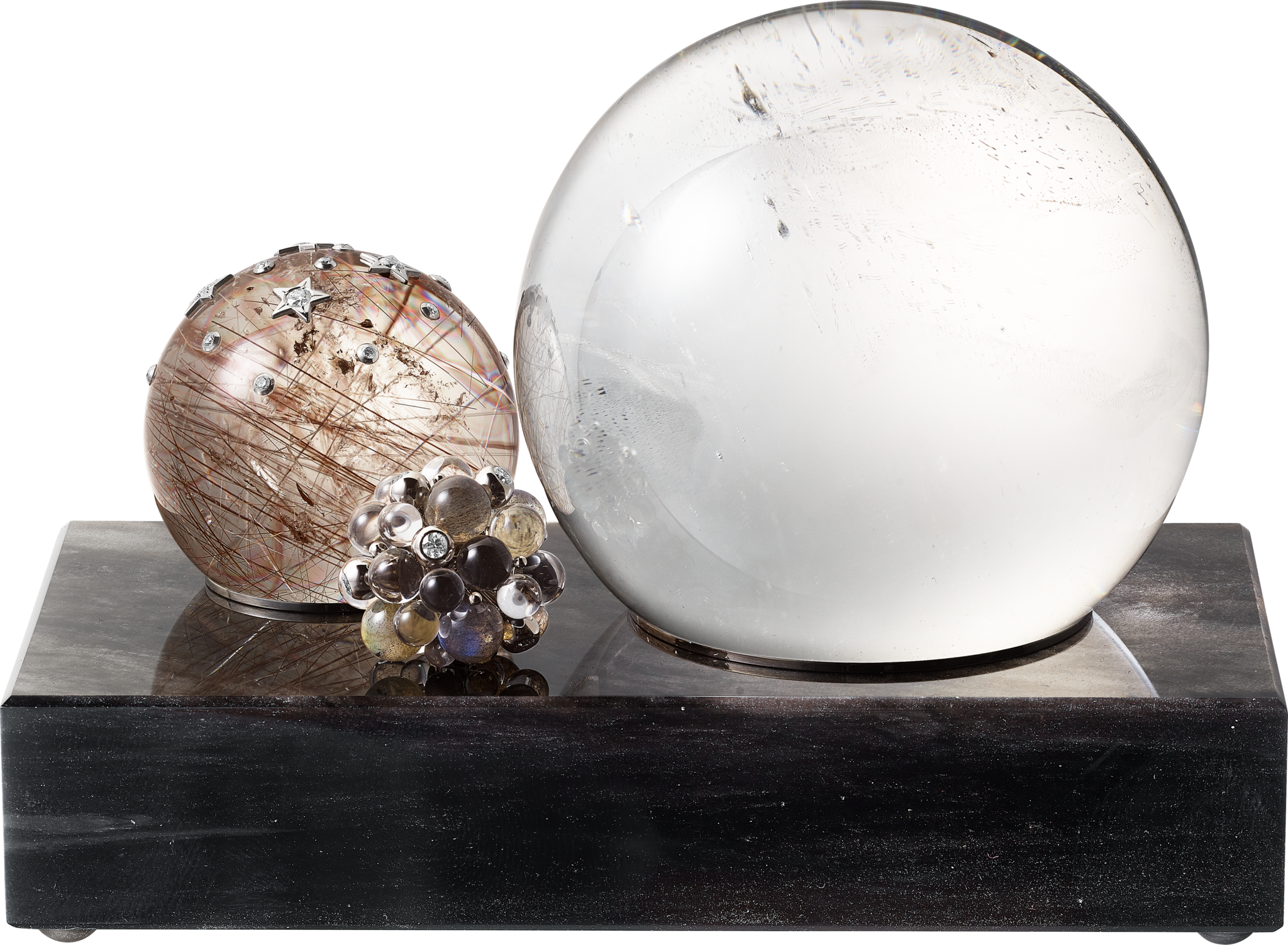 Silver obsidian Les Galaxies de Cartier desk clock