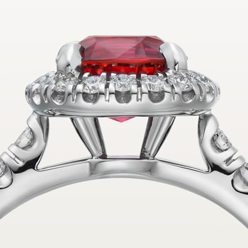 Cartier Destinée solitaire, cushion-cut ruby, paved  Cartier Destinée solitaire, cushion-cut ruby, paved