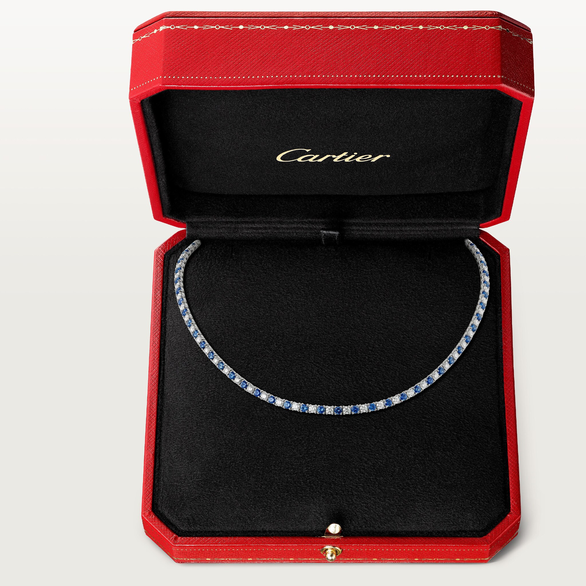 Essential Lines necklace, brilliant-cut sapphires and diamonds, image 5