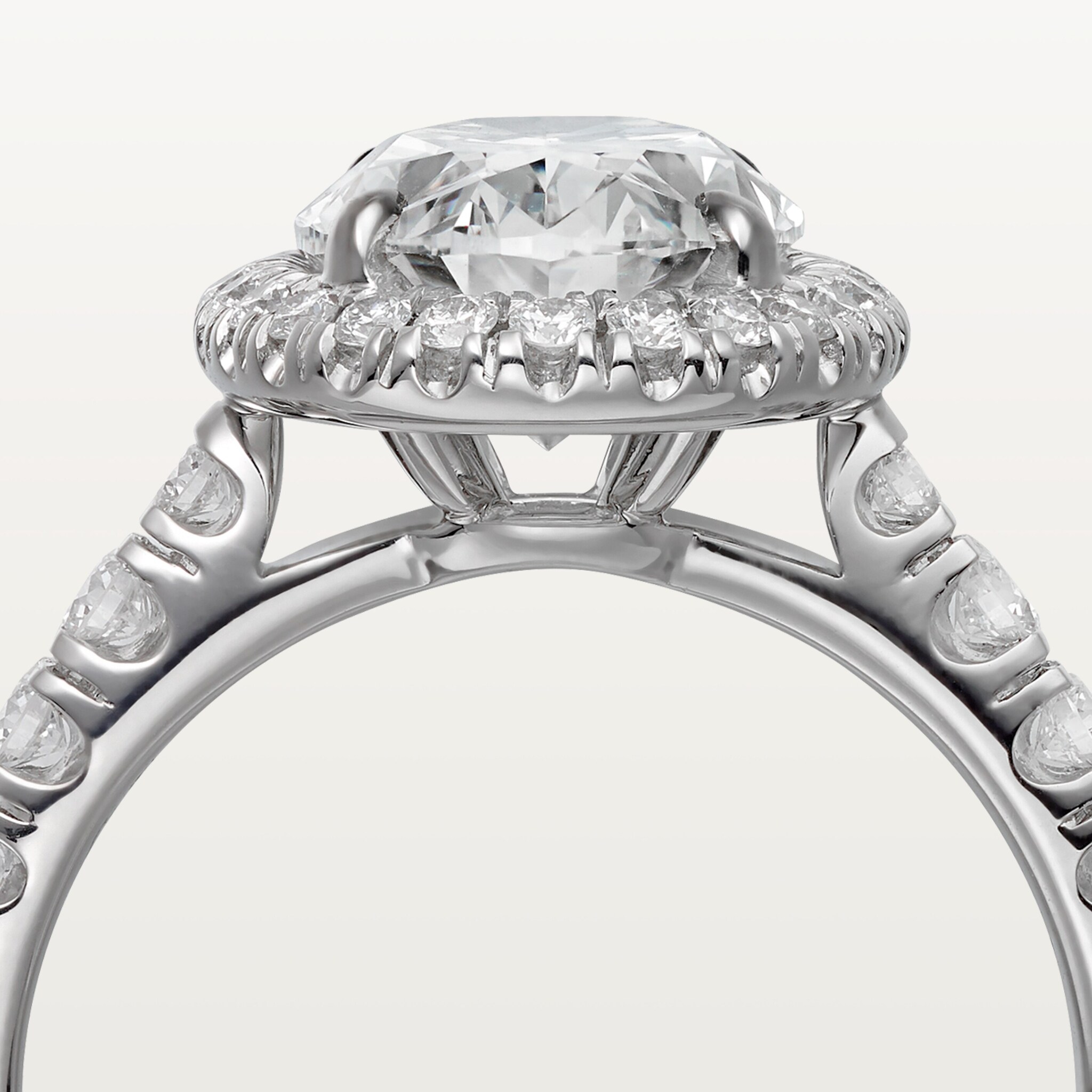 Cartier Destin&eacute;e solitaire, oval-cut diamond, paved 