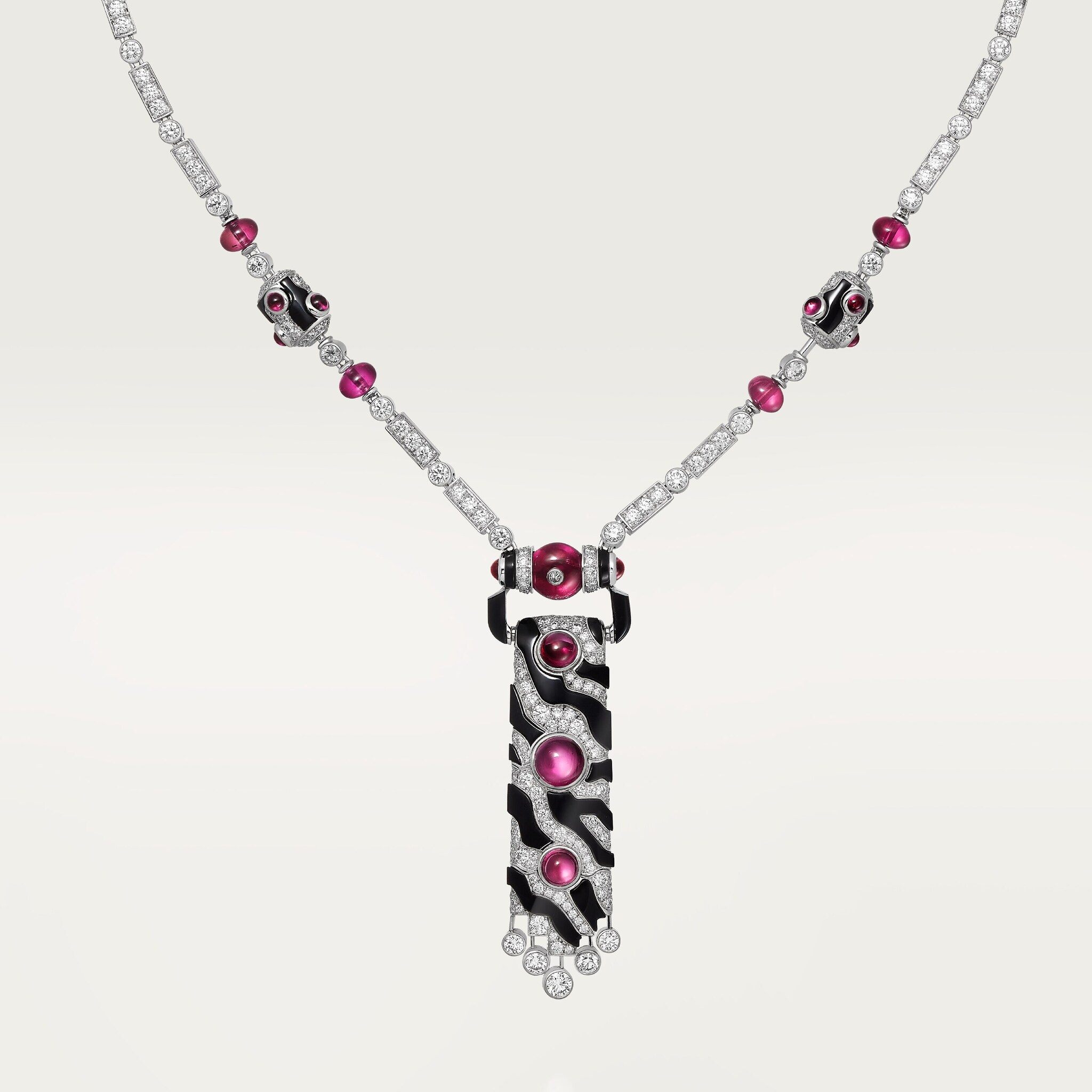 Beaut&eacute;s du Monde long necklace, rubellite, multi-wear, paved 