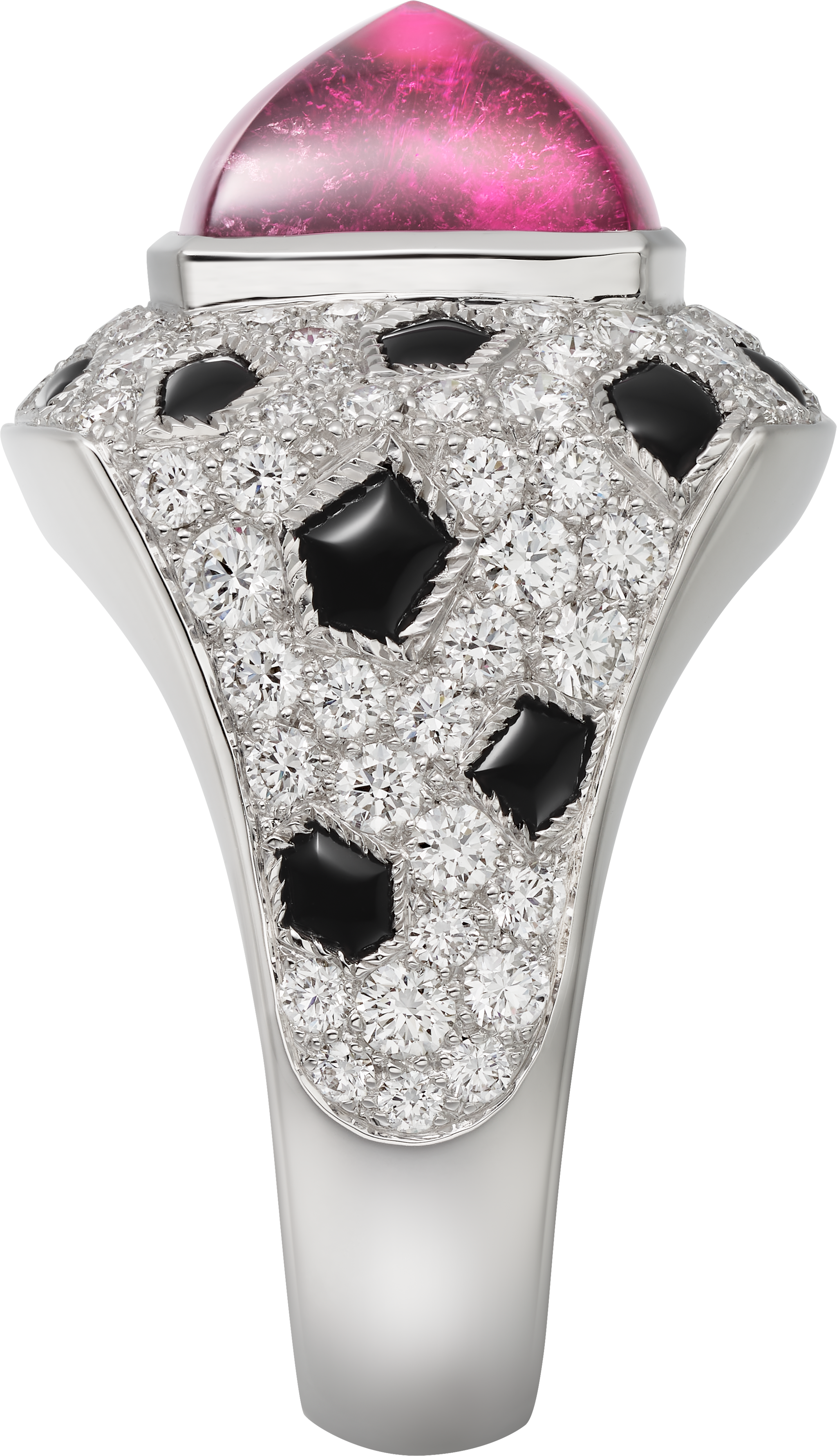 Panth&egrave;re de Cartier ring, sugarloaf-cut rubellite, large model, paved 