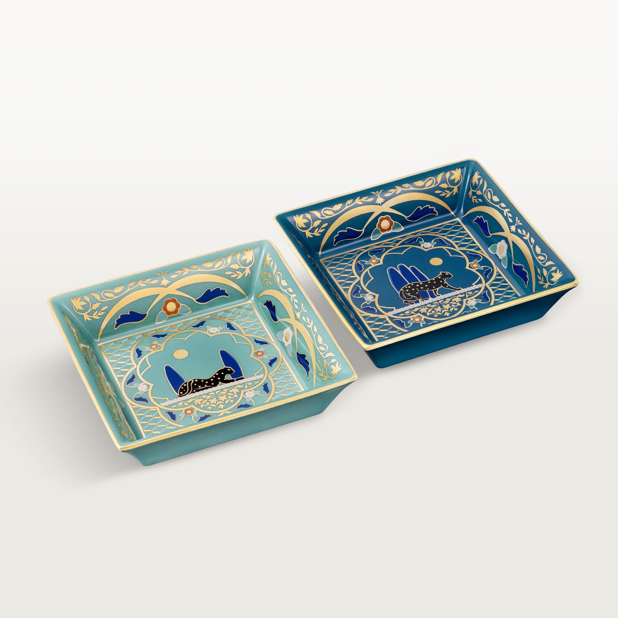 Set of two Panth&egrave;re de Cartier trinket trays, small model