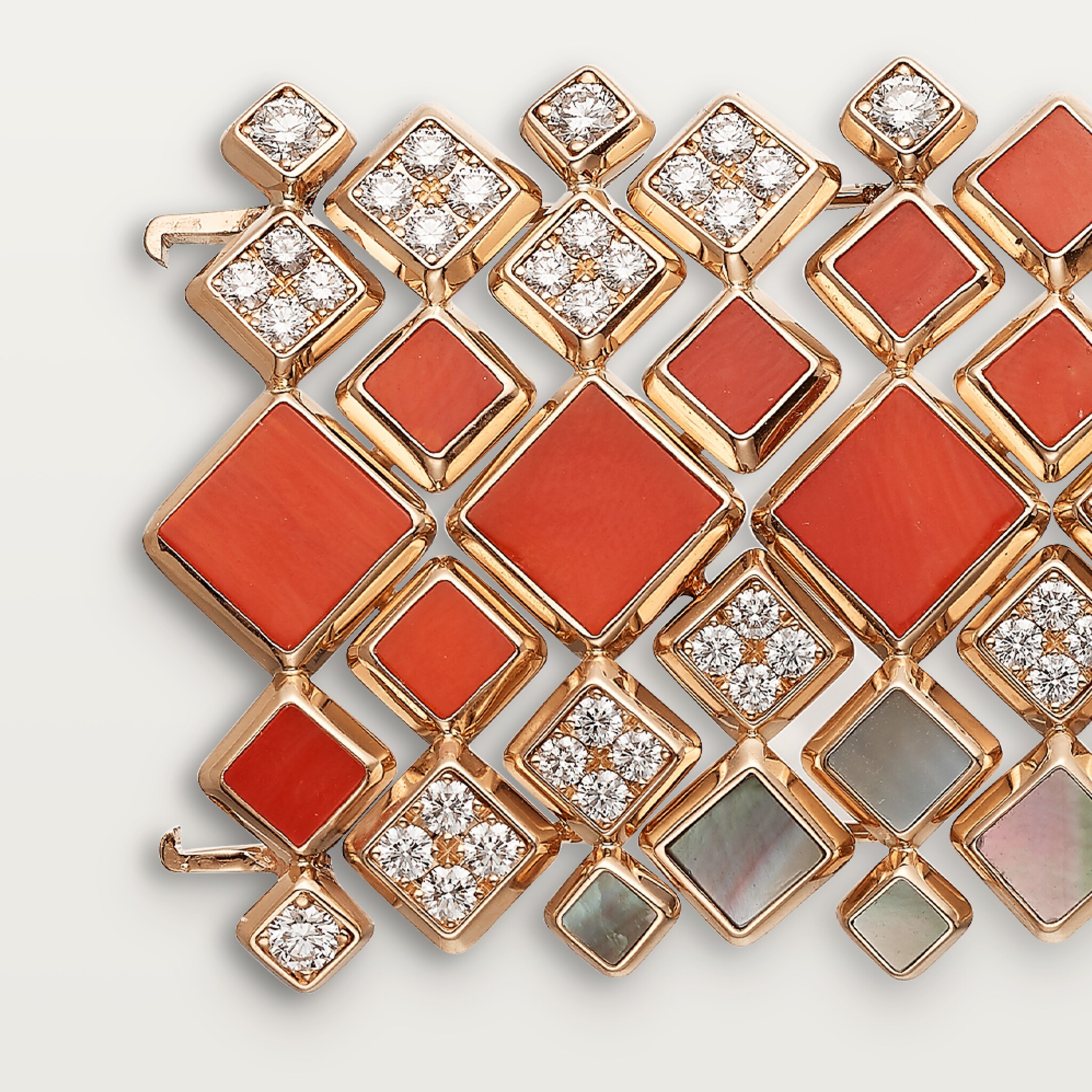 [Sur]naturel bracelet, coral, flexible, paved 