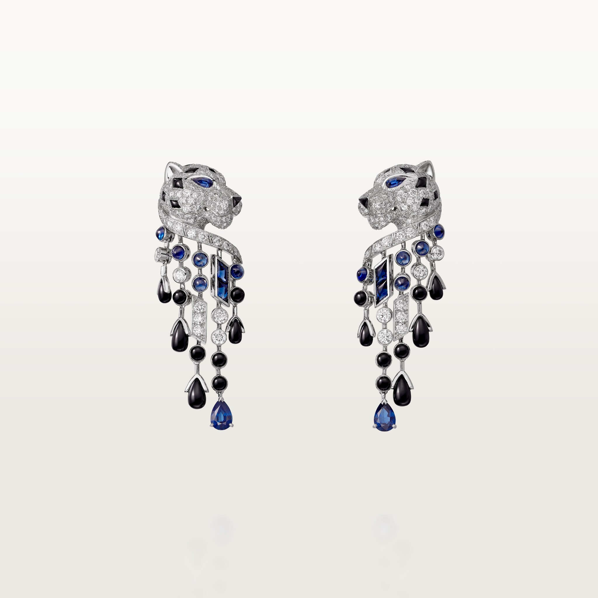 Panth&egrave;re de Cartier earrings, sapphire, large model, paved