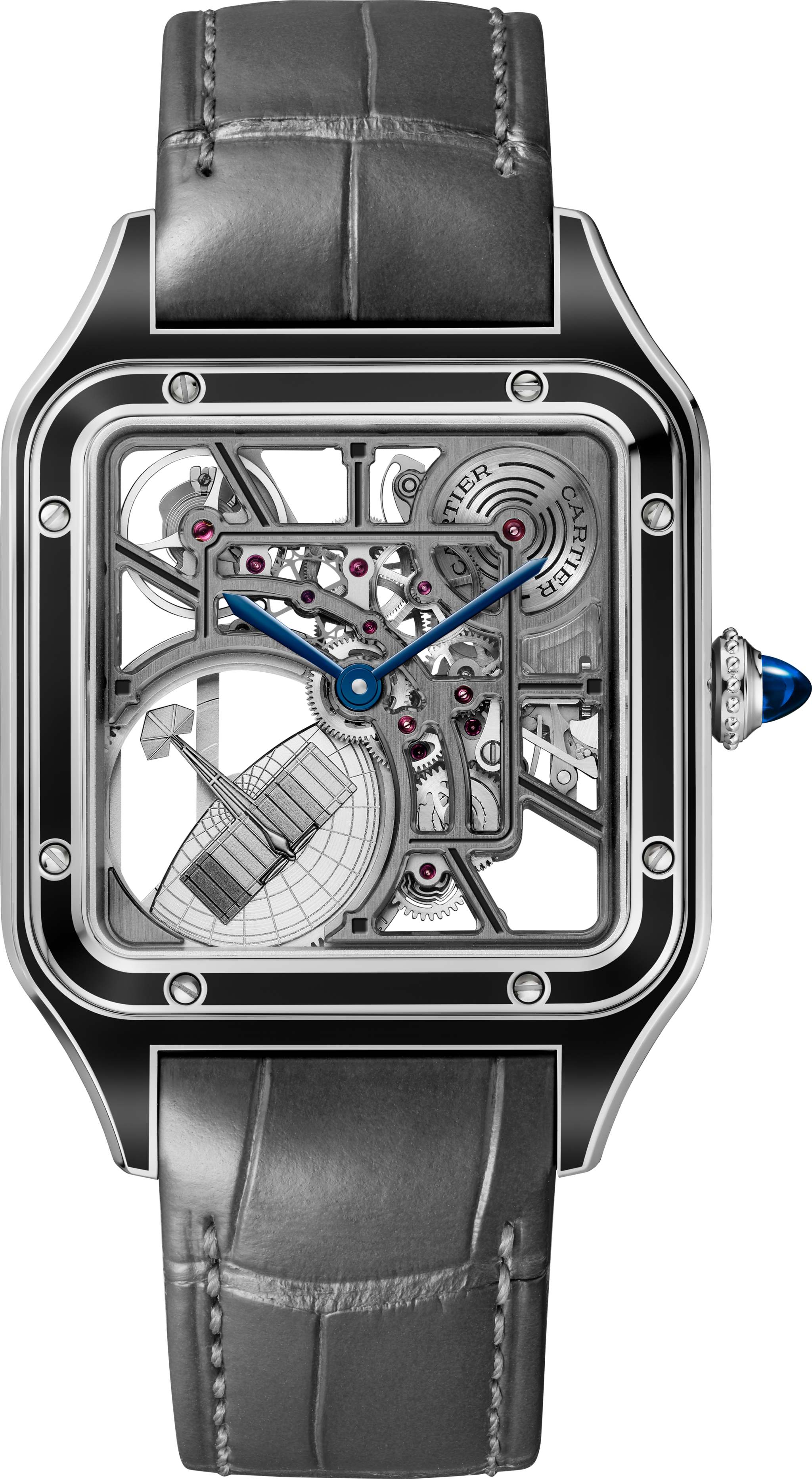 Santos-Dumont skeleton watch equipped with a micro-rotor