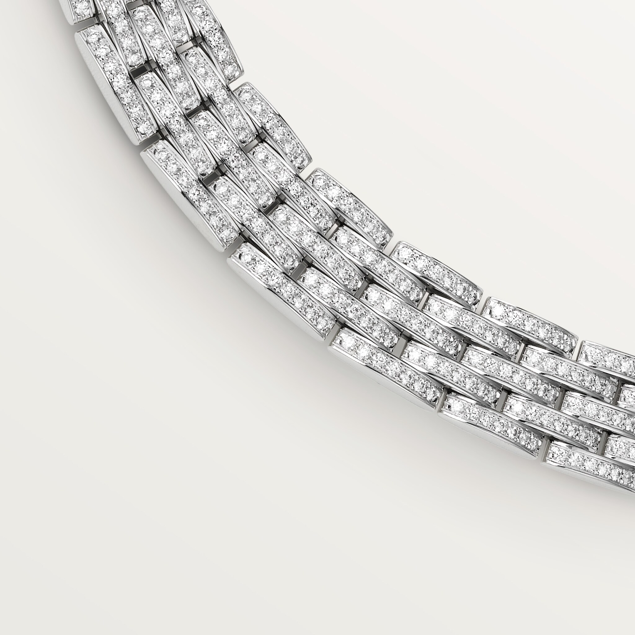 Maillon Panth&egrave;re necklace, five rows, paved 