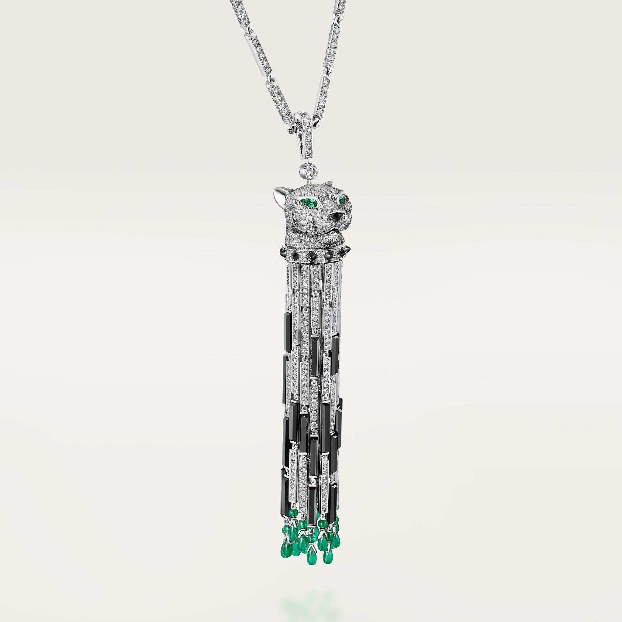 Panth&egrave;re de Cartier long necklace, emerald, multi-wear, large model, paved 
