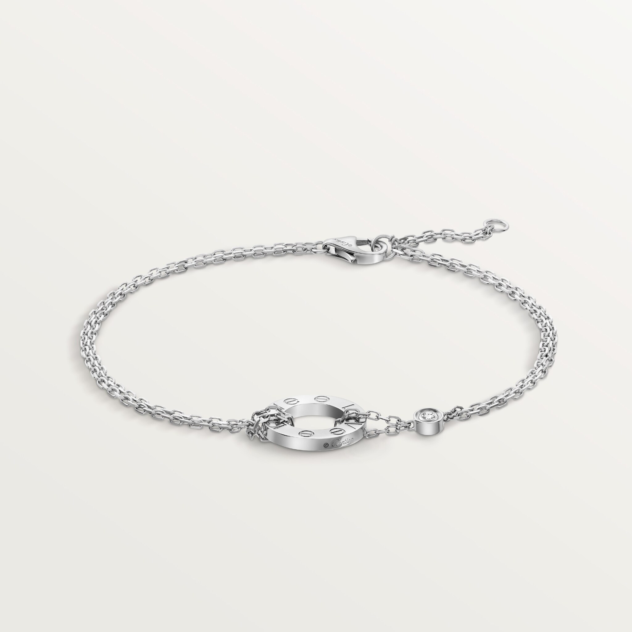 #LOVE# bracelet, on chain, 2 diamonds
