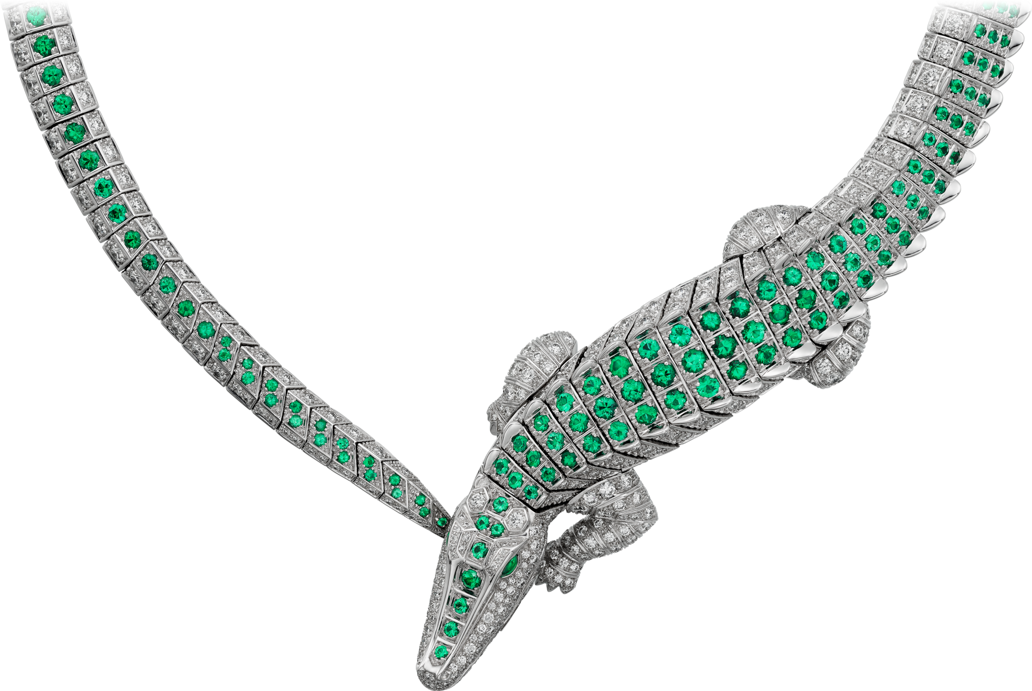 Faune et Flore de Cartier necklace, emeralds, paved 
