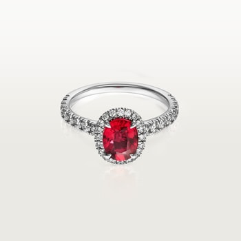 Cartier Destinée solitaire, oval-cut ruby, paved  Cartier Destinée solitaire, oval-cut ruby, paved