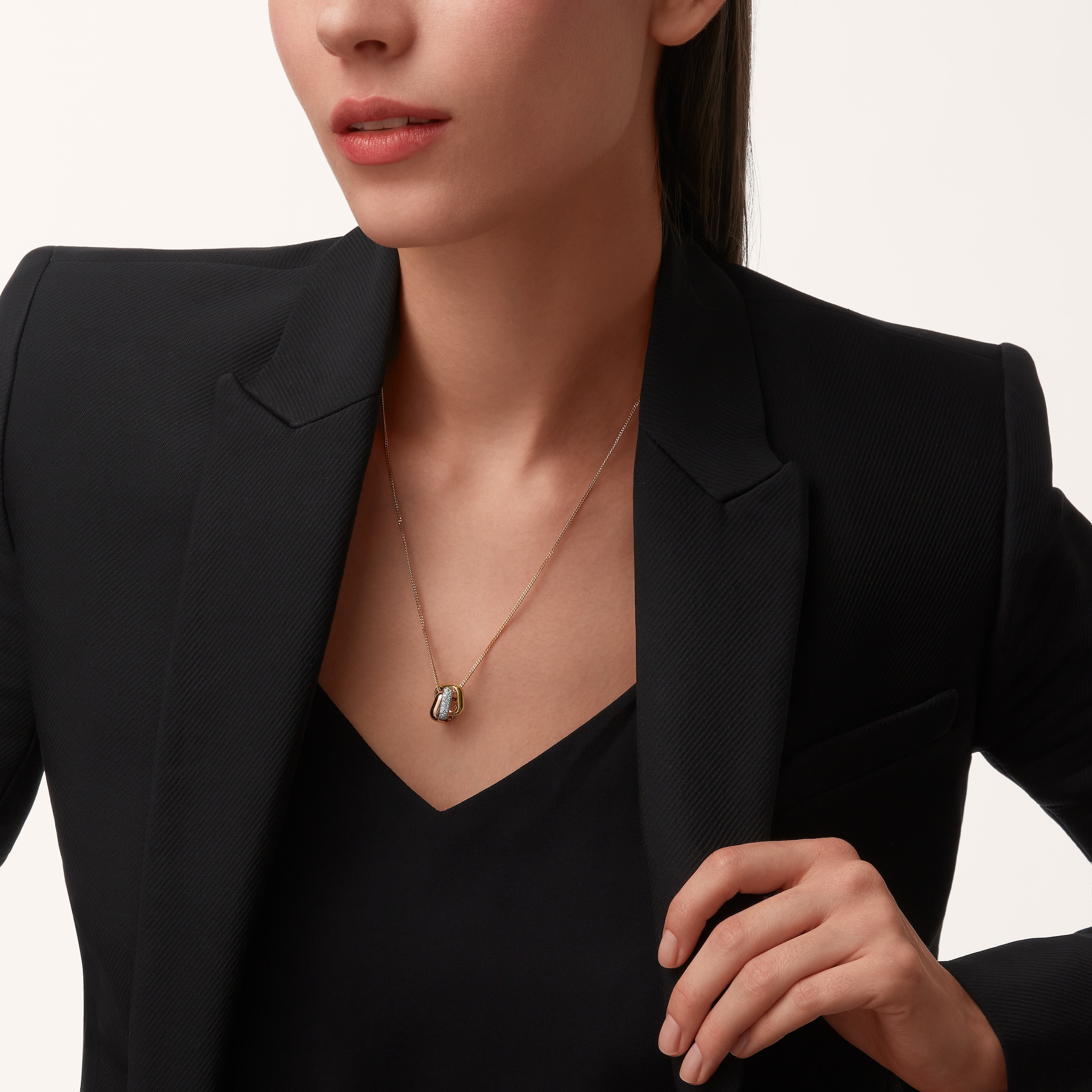 Trinity pendant, cushion-shaped, half-paved, image 5