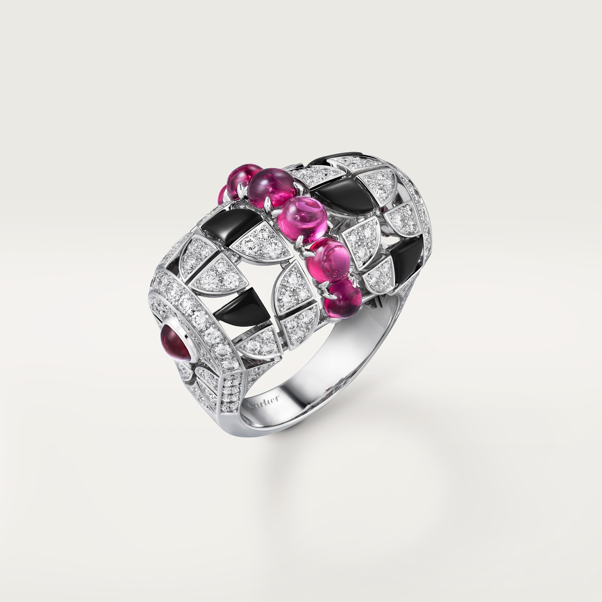 Beaut&eacute;s du Monde ring, rubellite, paved