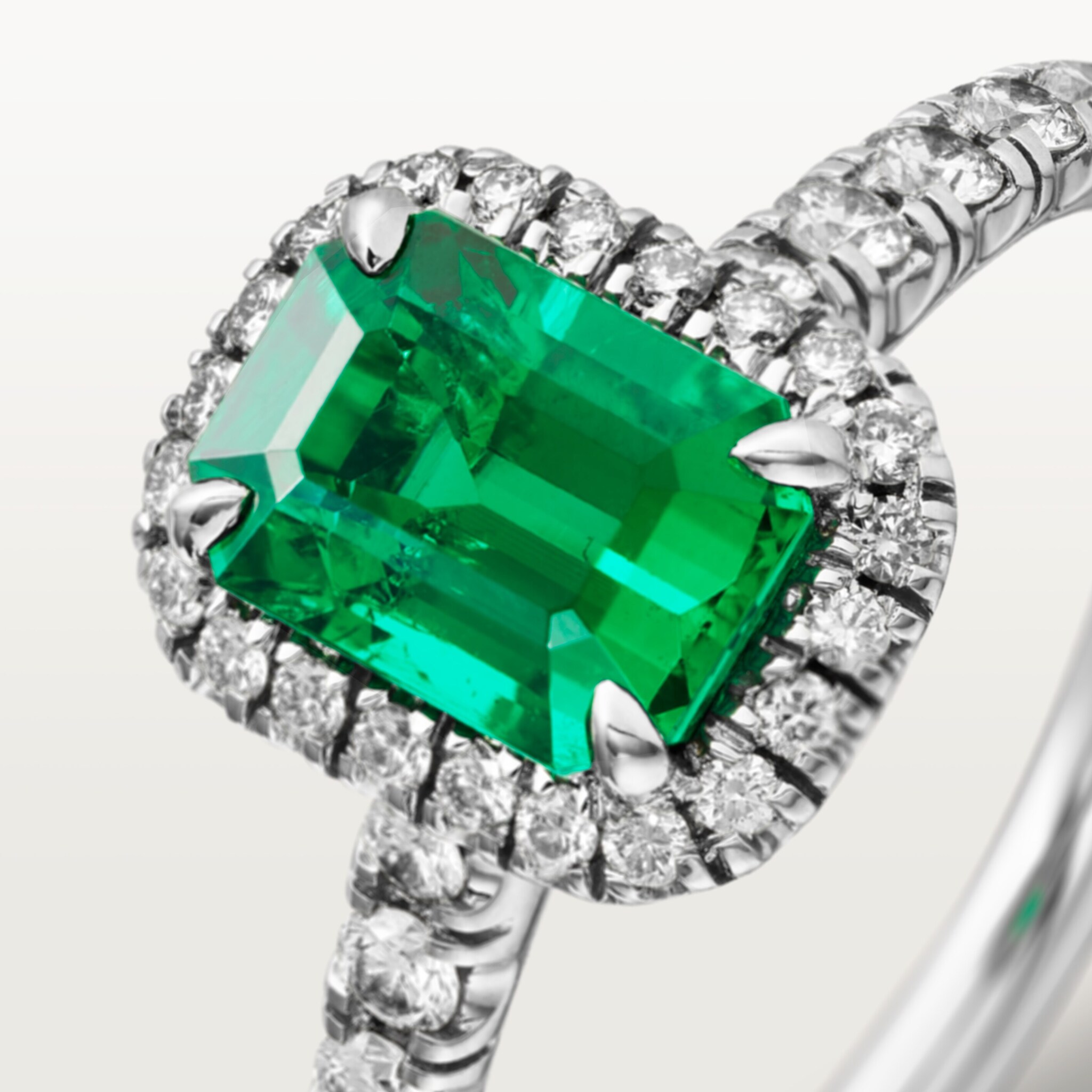 Cartier Destin&eacute;e solitaire, emerald-cut emerald, paved , image 5