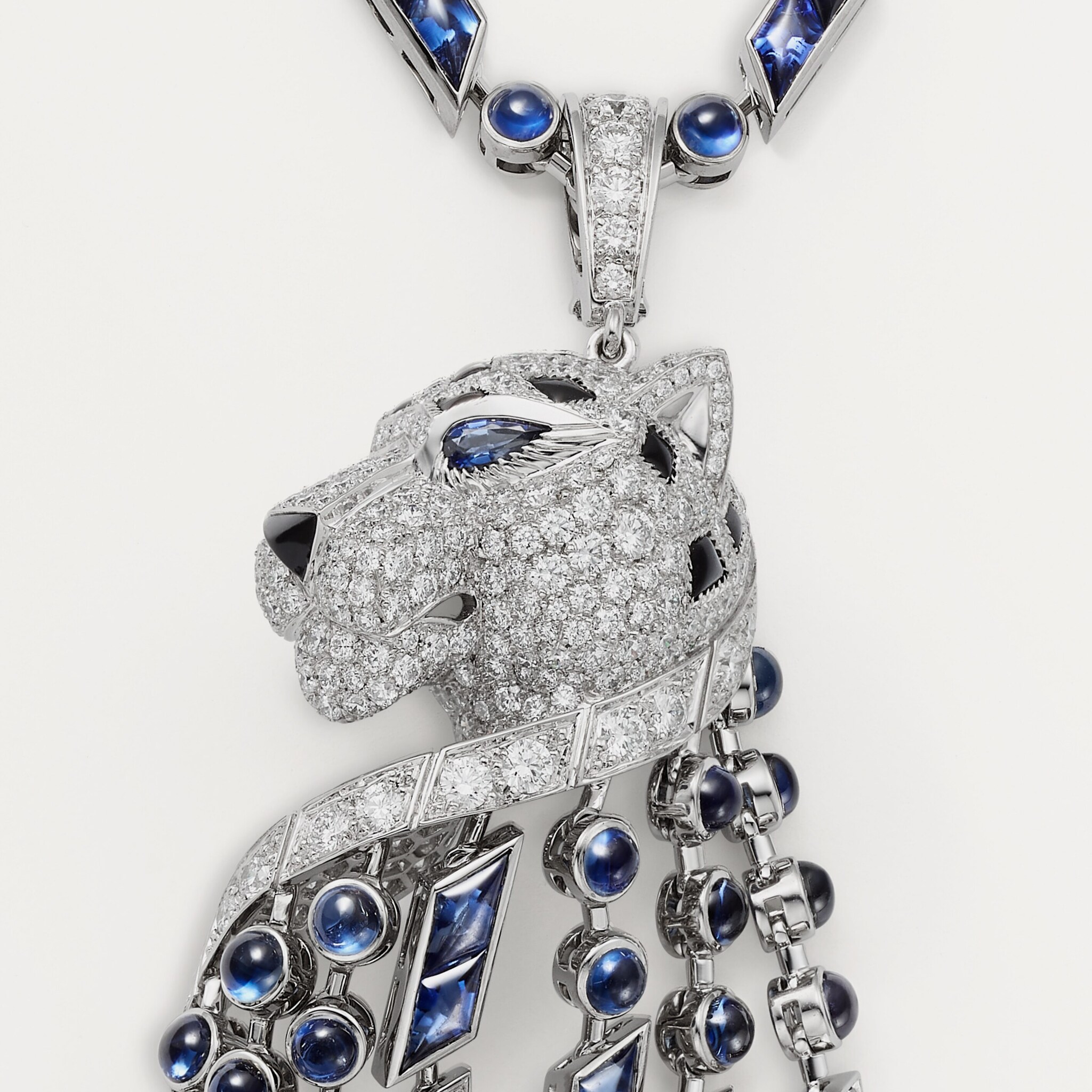 Panth&egrave;re de Cartier long necklace, sapphire, large model, paved 