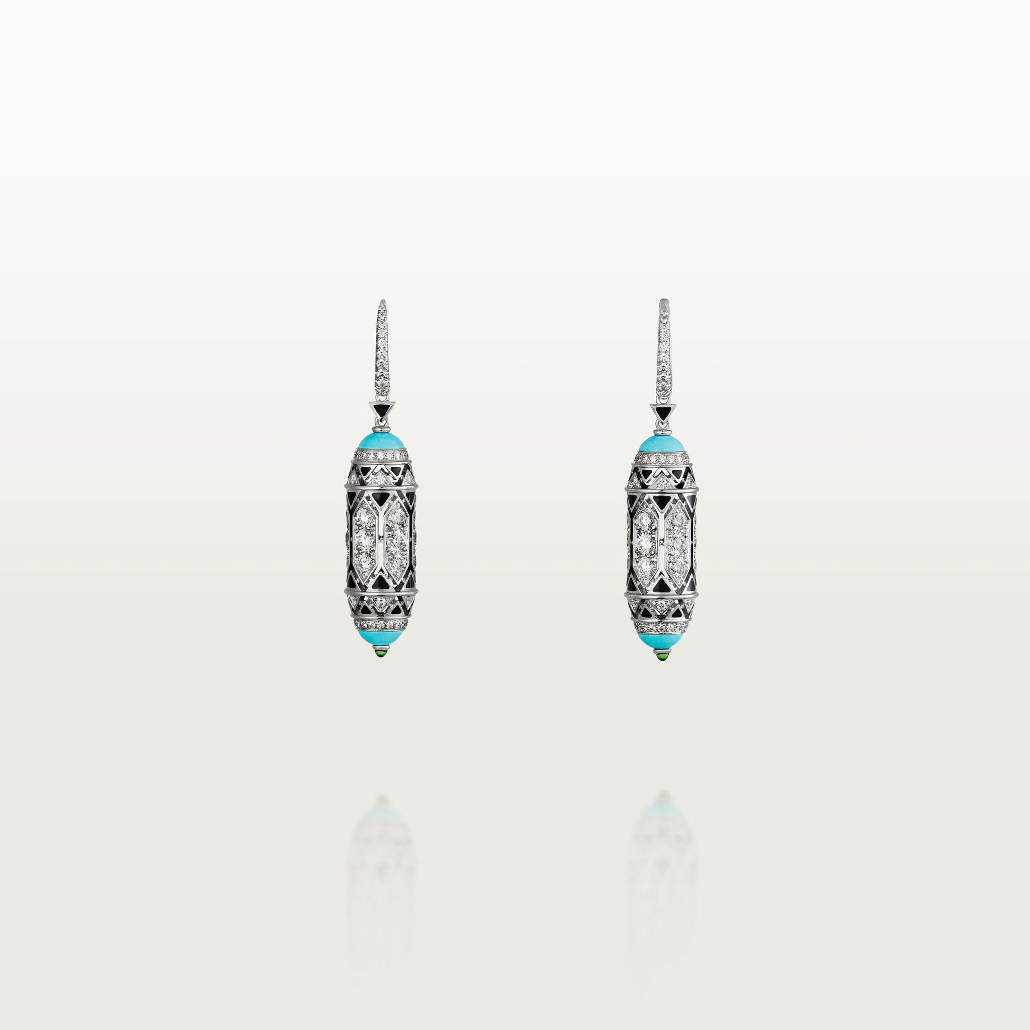 G&eacute;ometrie & Contrastes earrings, turquoise, paved