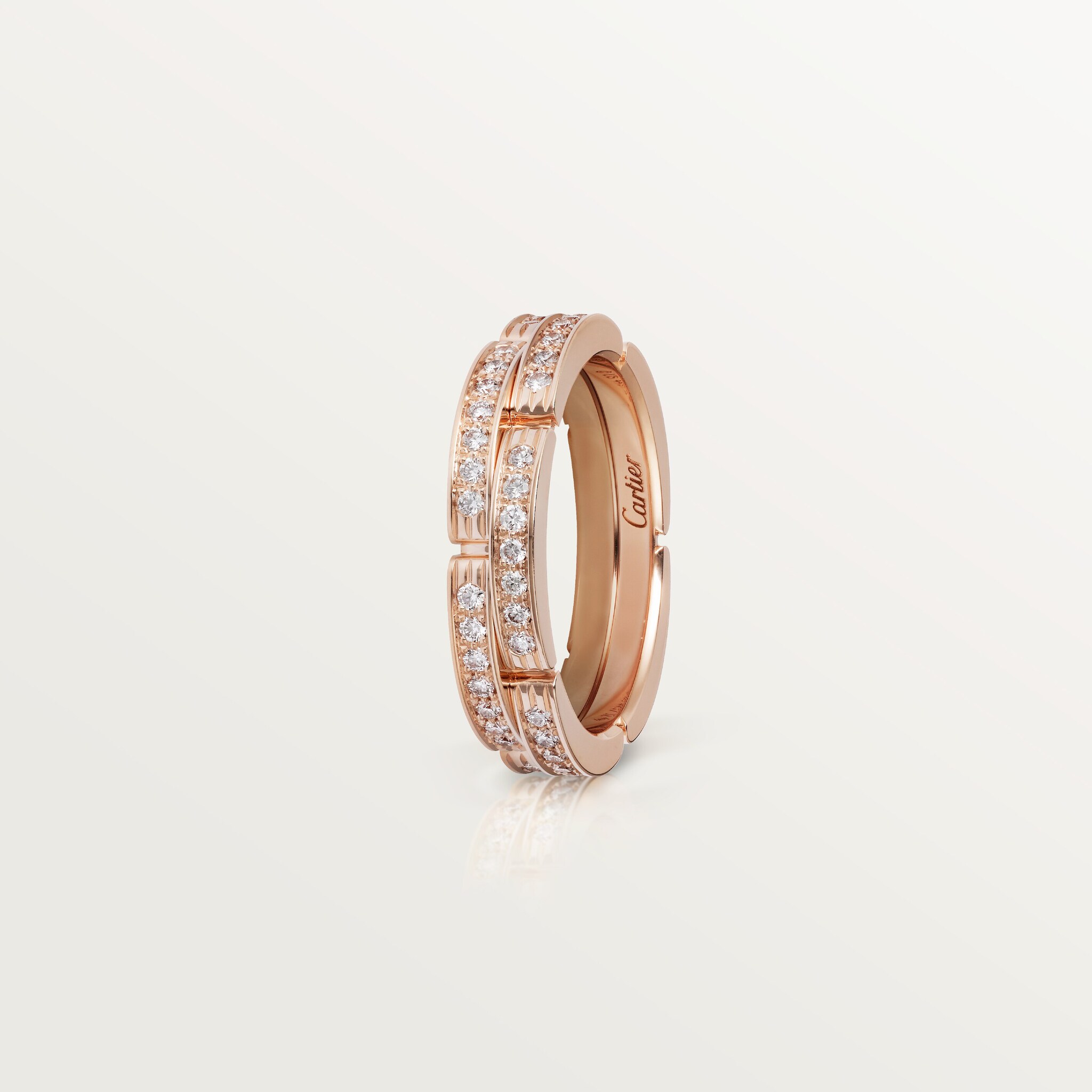 Maillon Panth&egrave;re wedding band, double row, half-paved