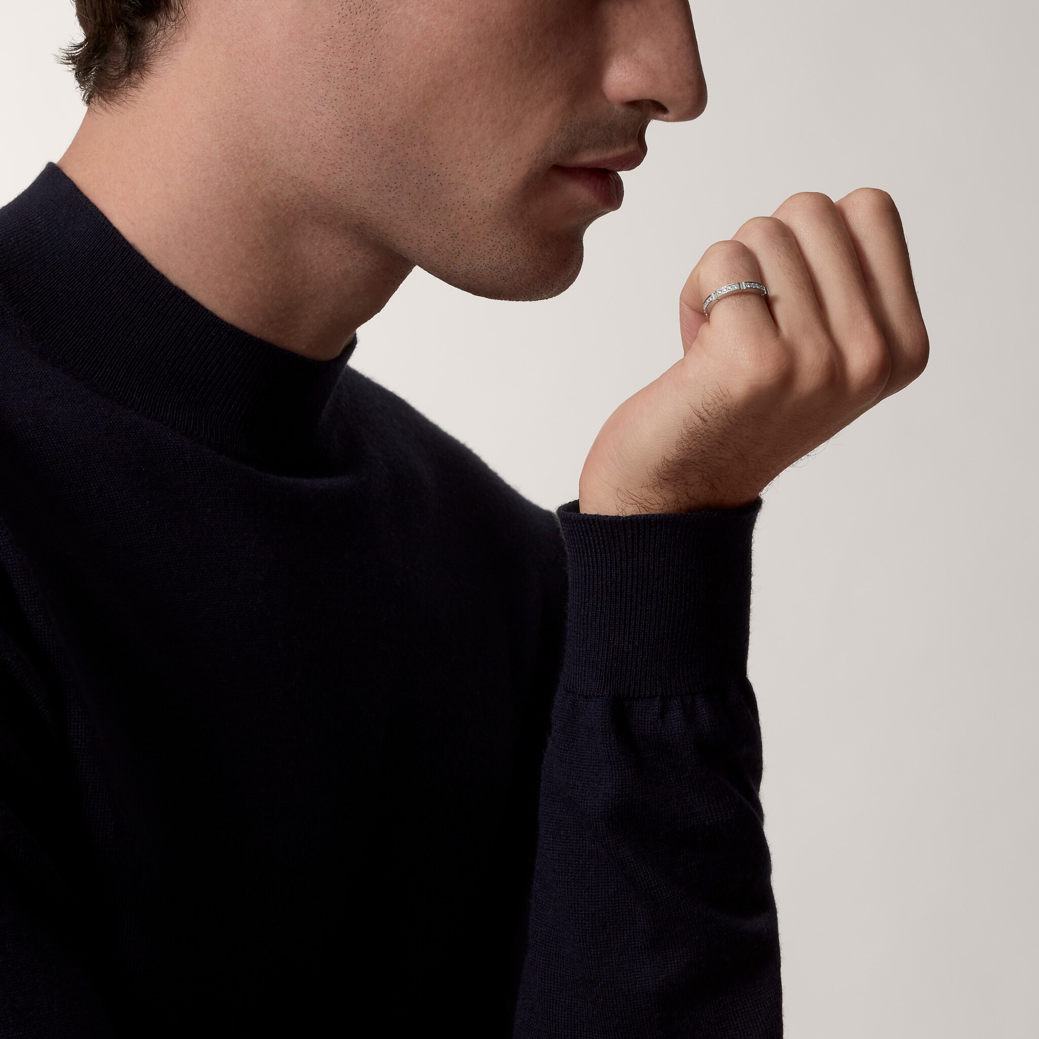 Maillon Panth&egrave;re wedding band, half-paved