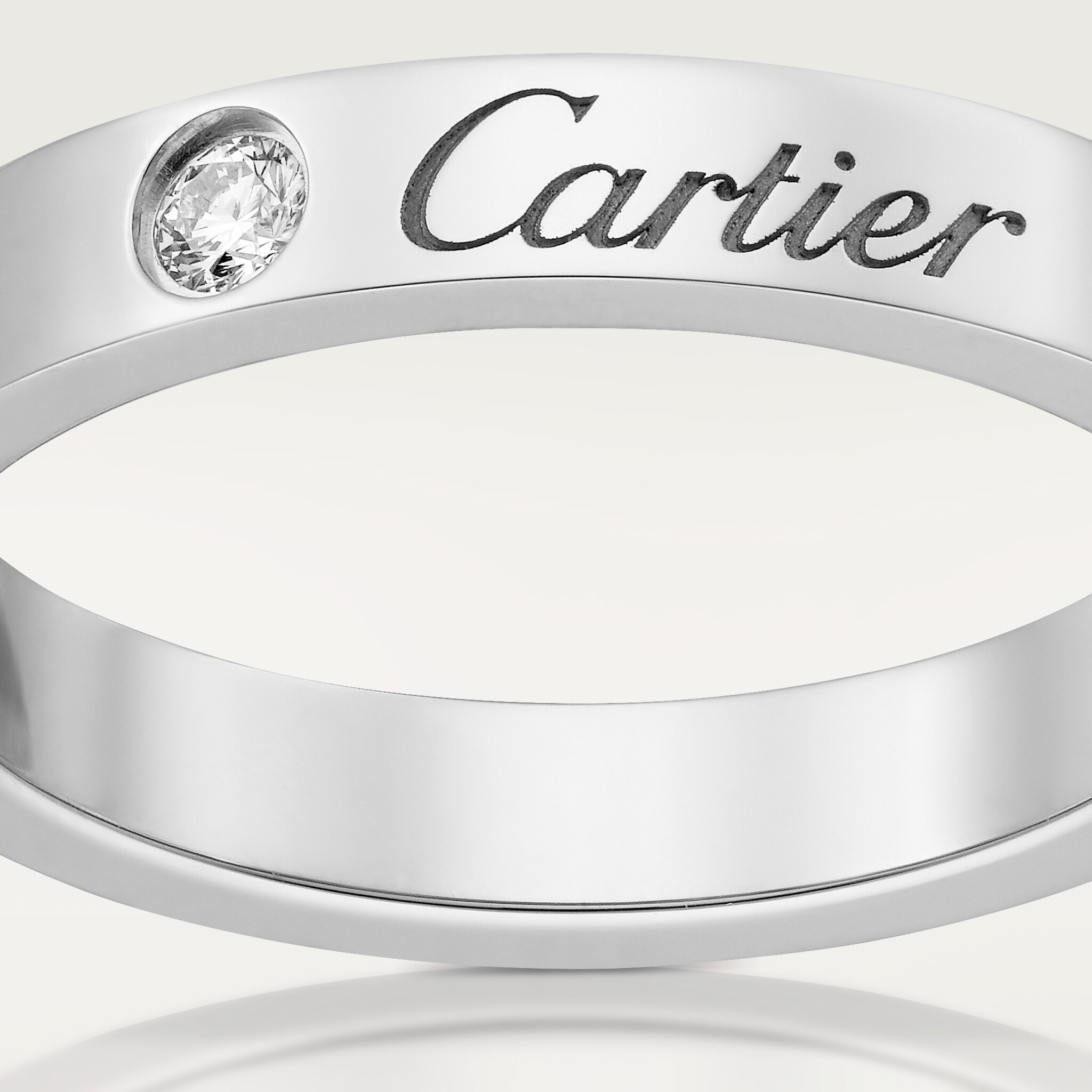 C de Cartier wedding band, 3 mm width, 1 diamond