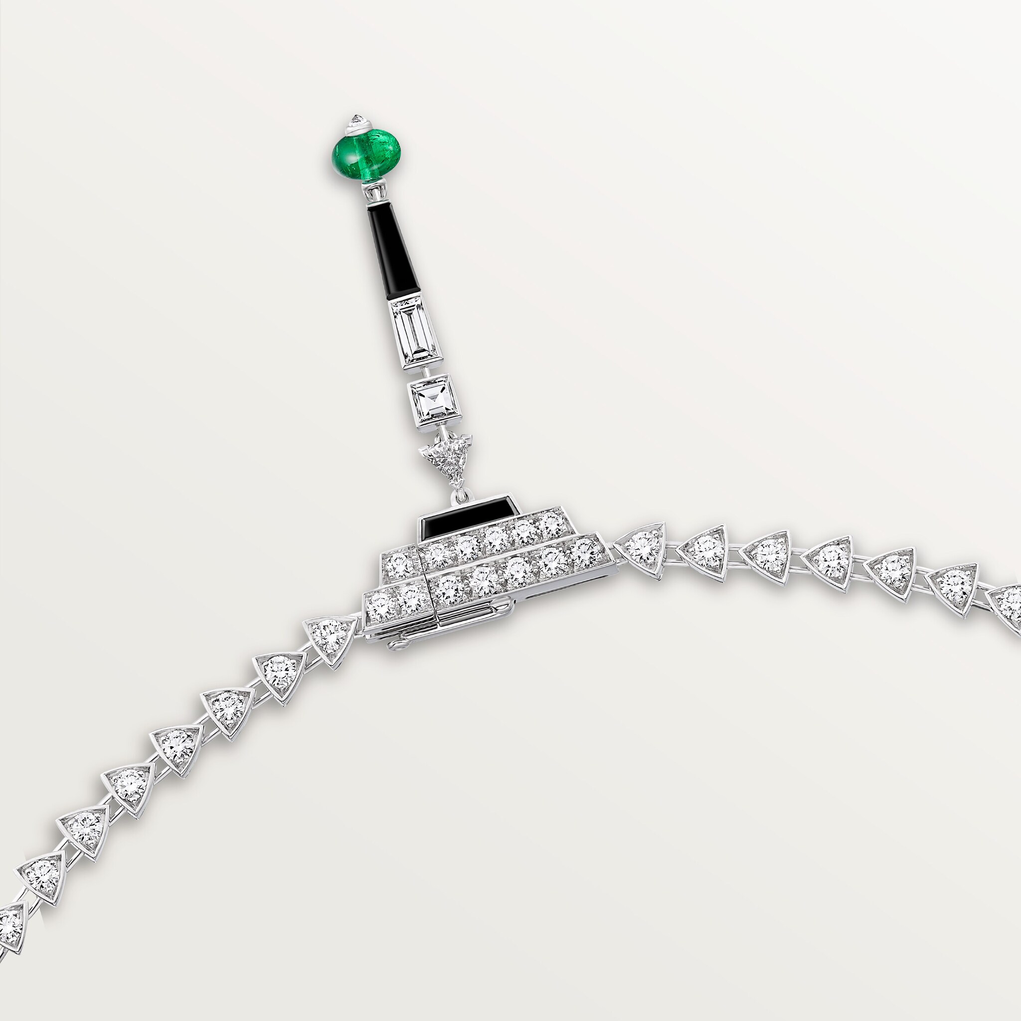 En &Eacute;quilibre necklace, emerald, paved, image 3