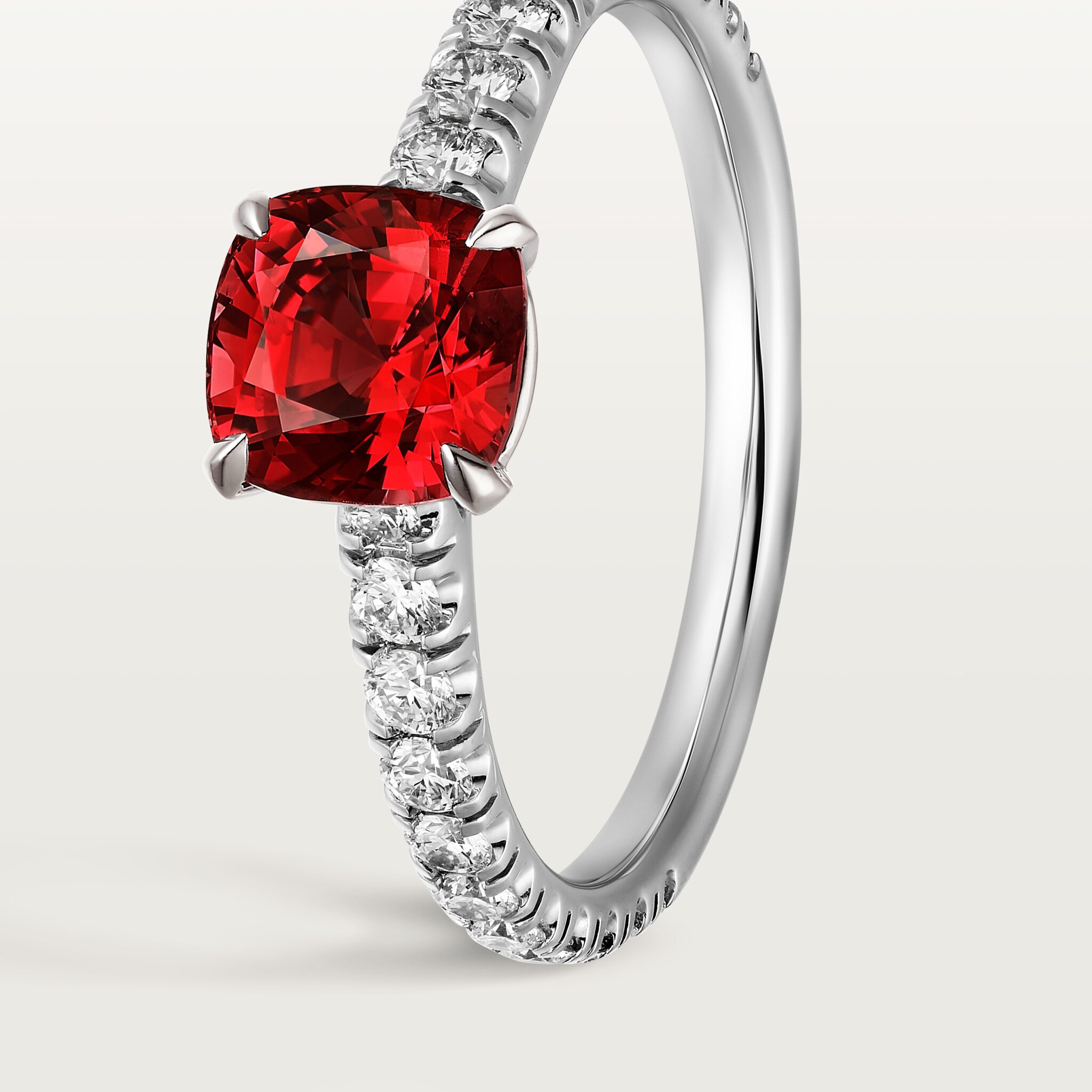 1895 solitaire, cushion-cut ruby, paved , image 7