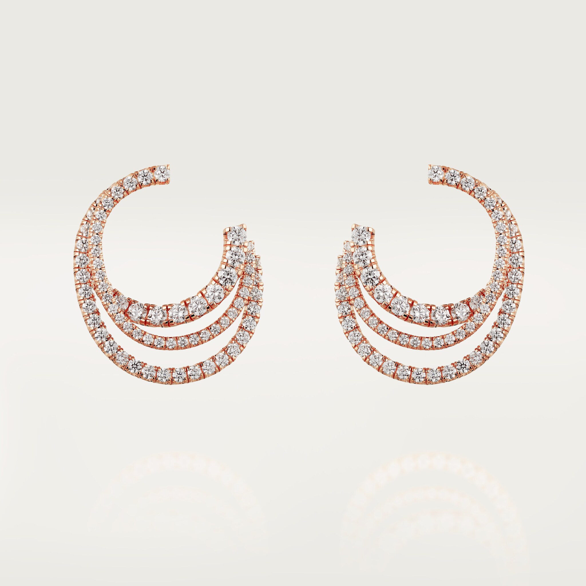 Etincelle de Cartier hoop earrings, triple row, paved