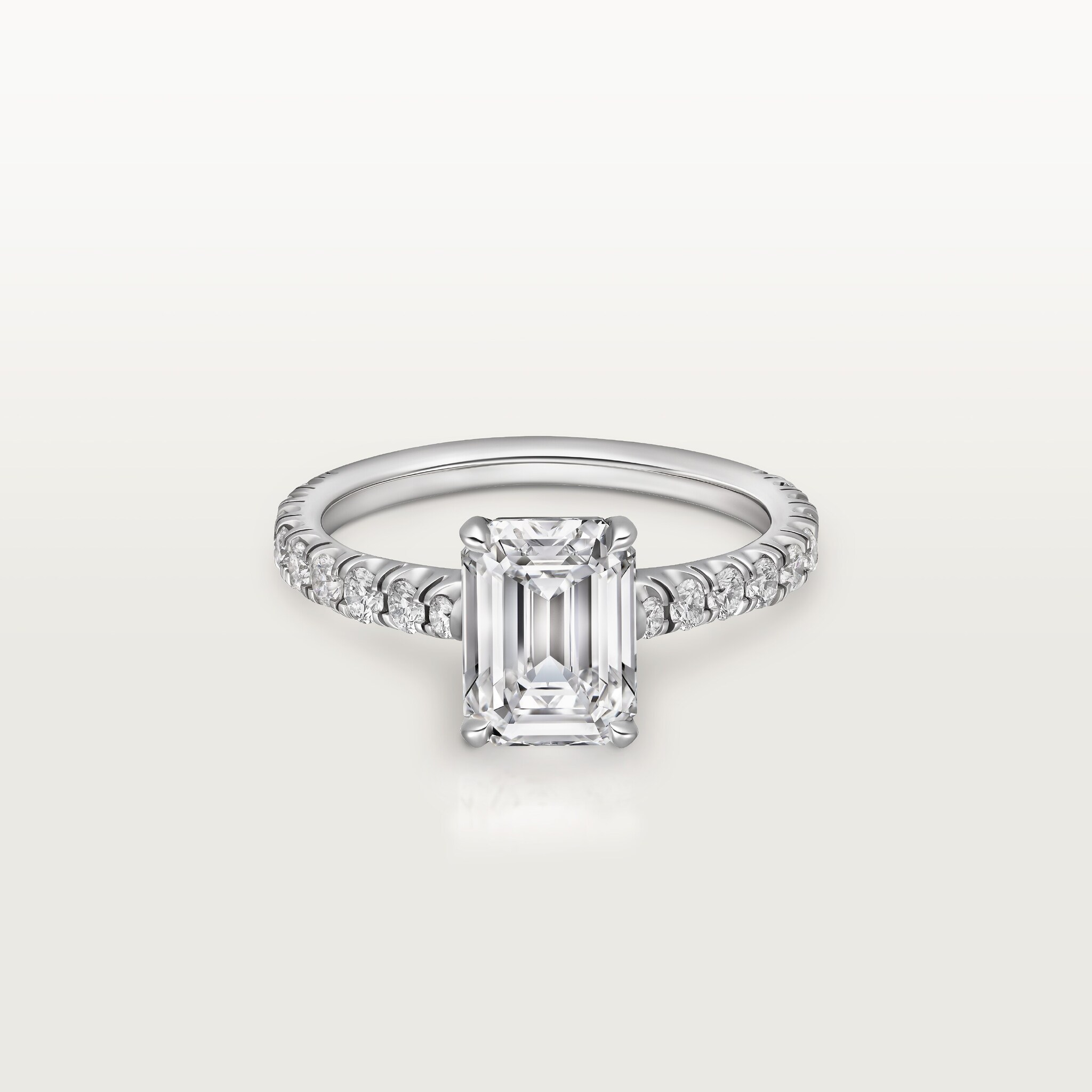 1895 solitaire, emerald-cut diamond, paved 