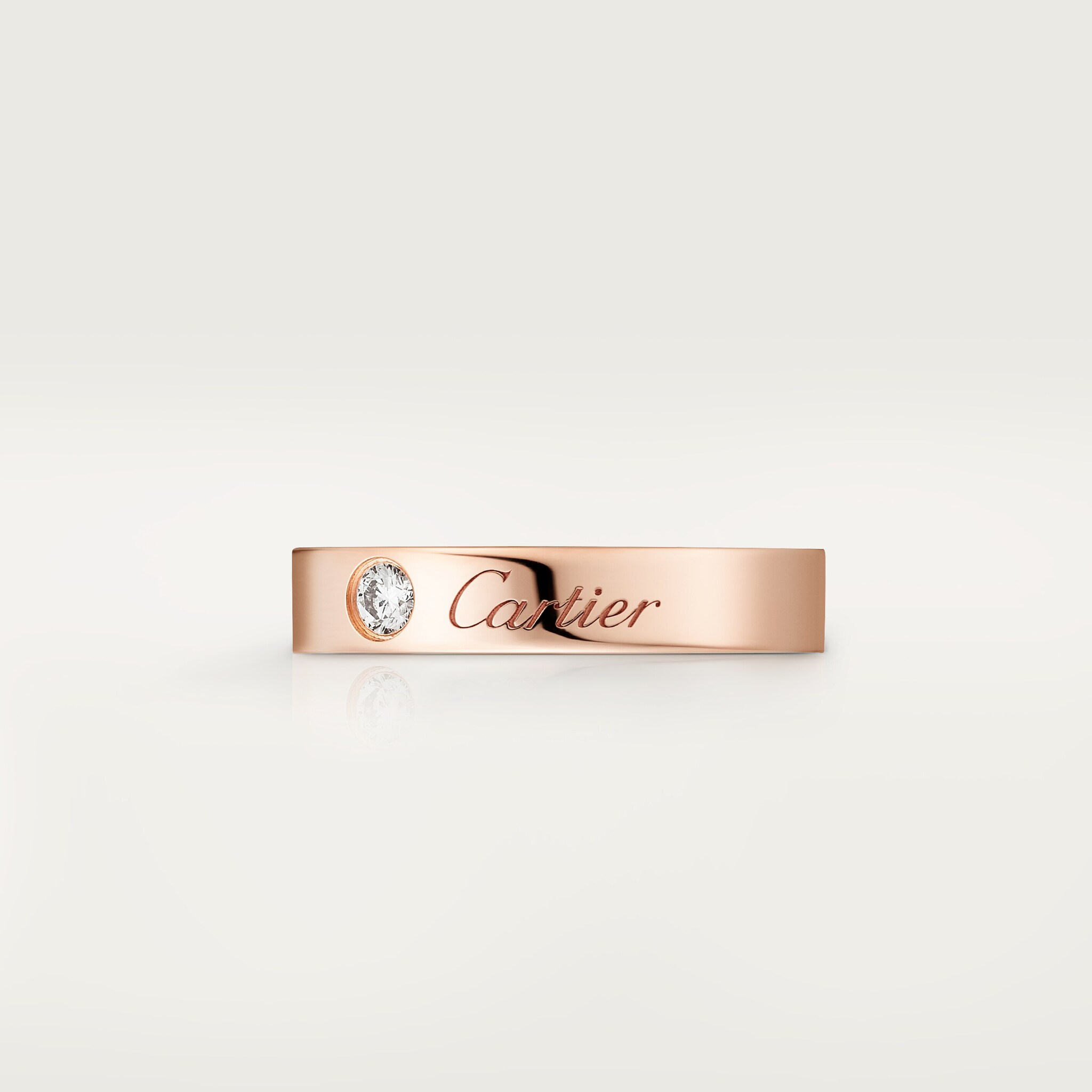 C de Cartier wedding band, 3 mm width, 1 diamond, image 5