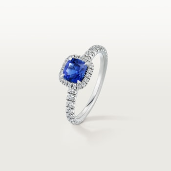 Cartier Destinée solitaire, cushion-cut sapphire, paved  Cartier Destinée solitaire, cushion-cut sapphire, paved