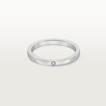 Ballerine wedding band, 2.1 mm width, 1 diamond