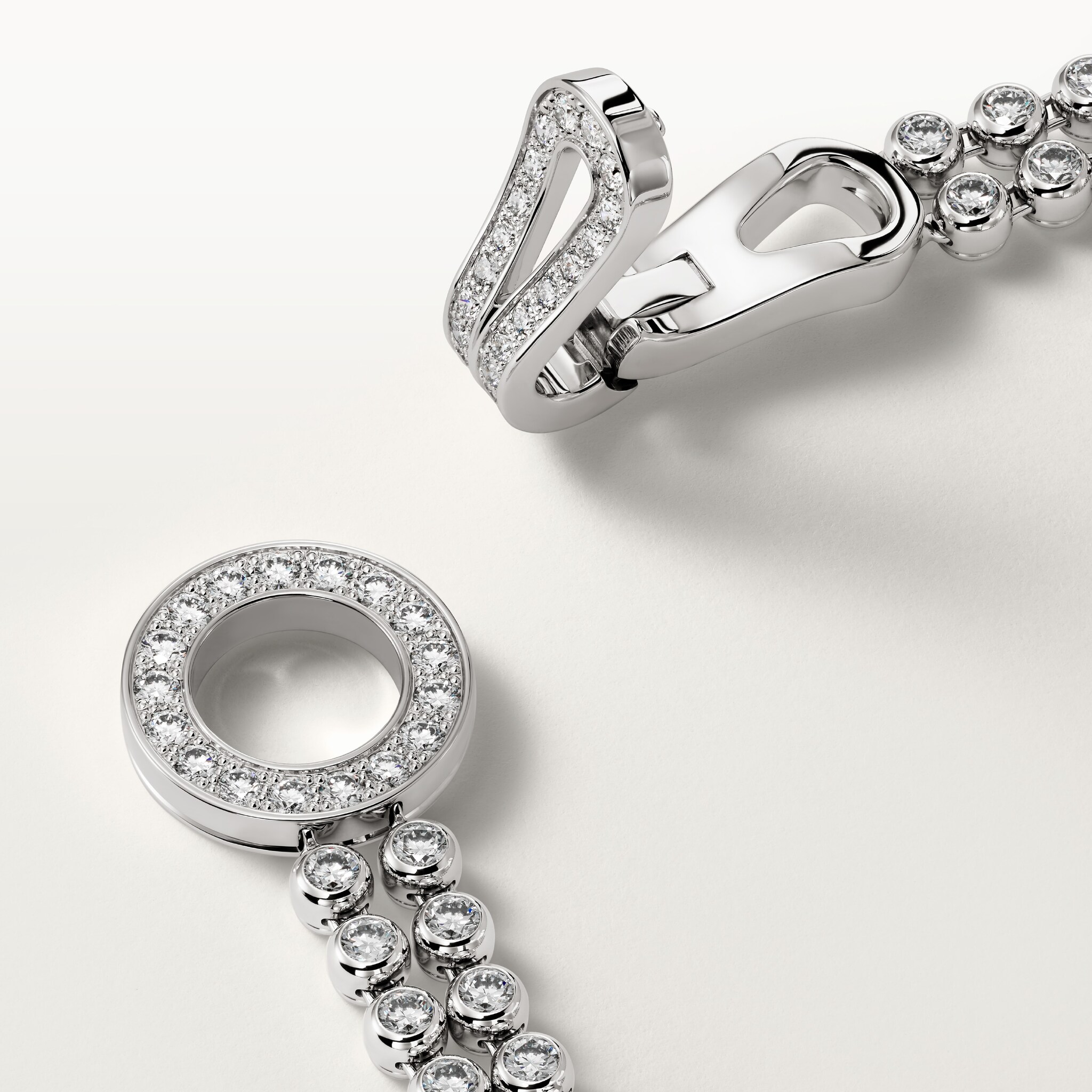 Agrafe bracelet, brilliant-cut diamonds, paved 