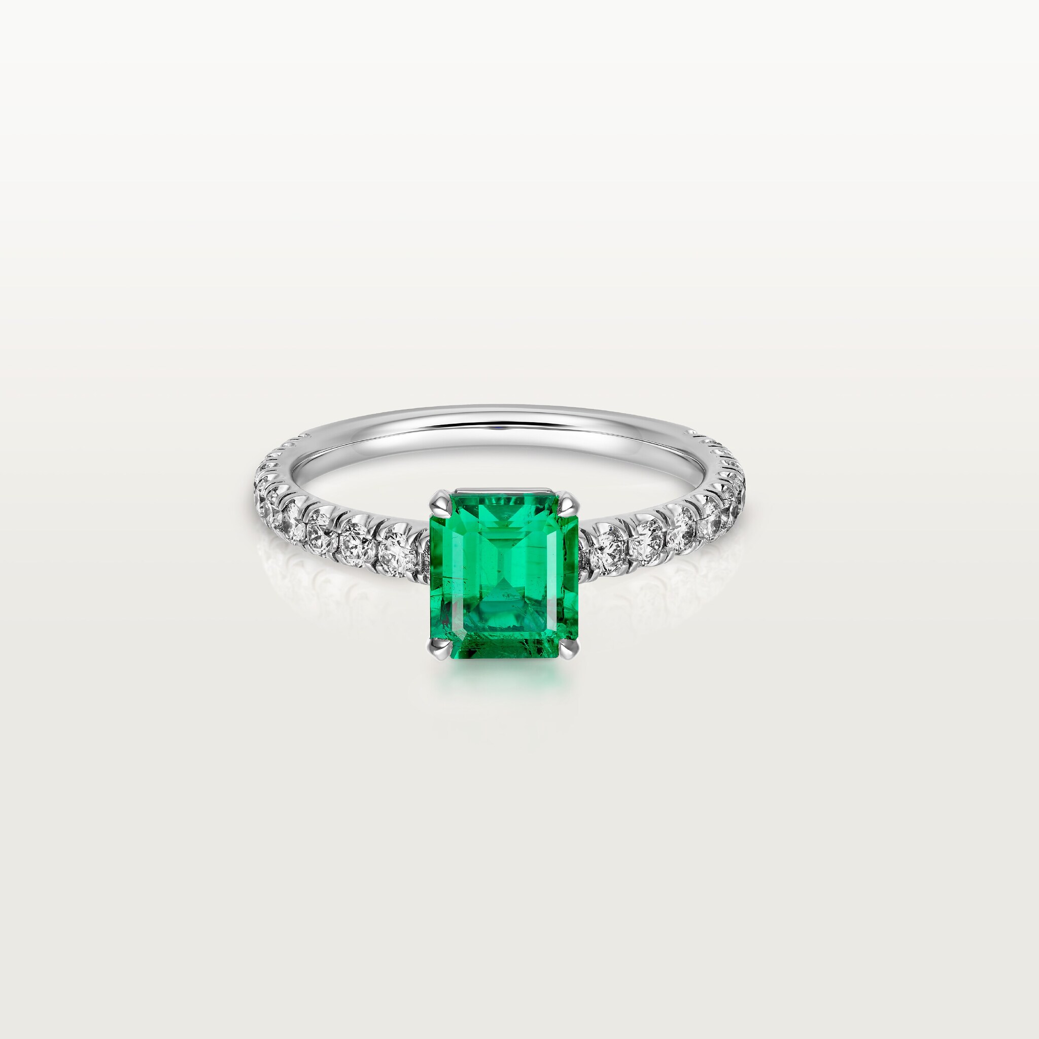 1895 solitaire, emerald-cut emerald, paved 