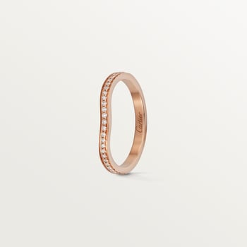 Ballerine wedding band, 2 mm width, half-paved