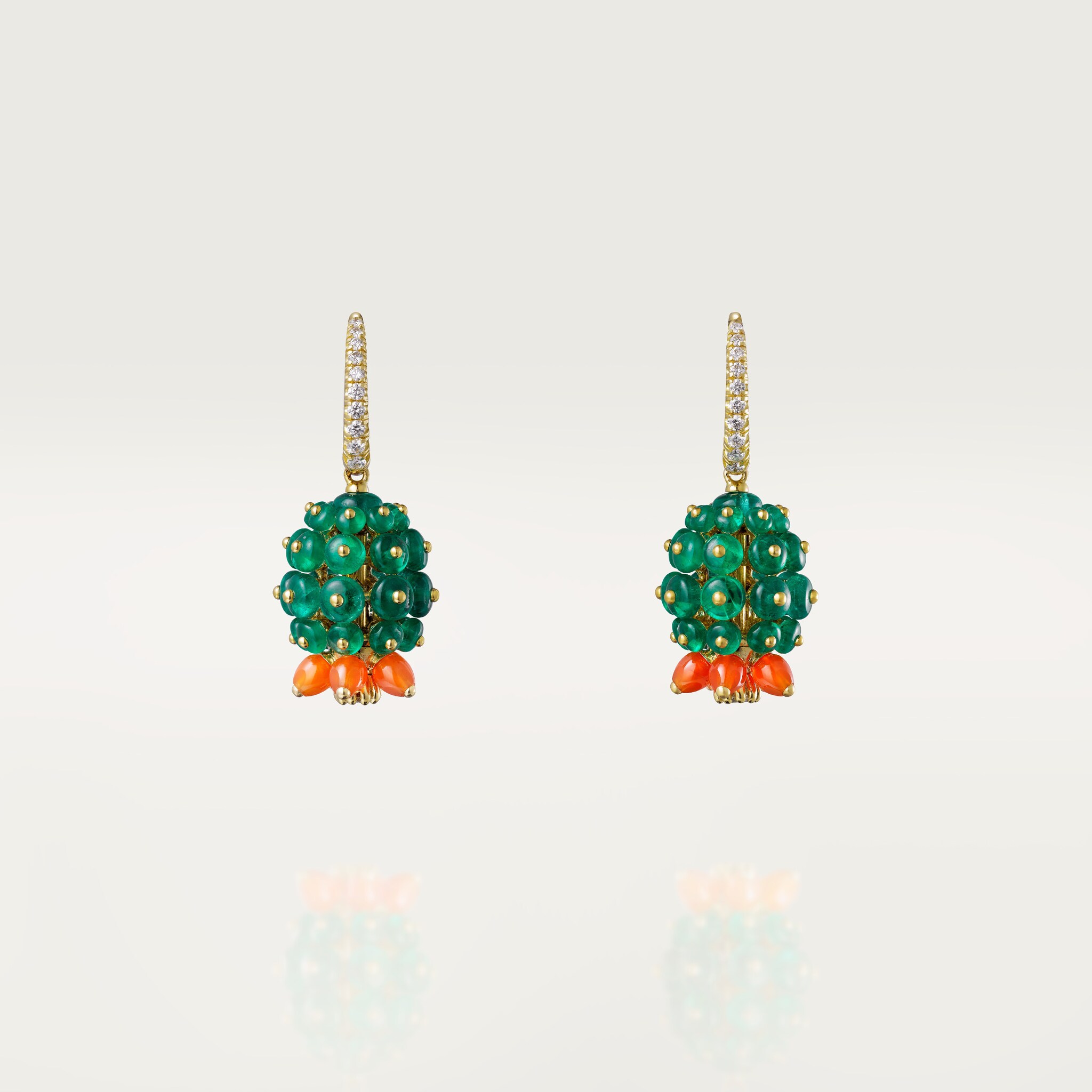 Cactus de Cartier earrings, emerald beads, diamonds