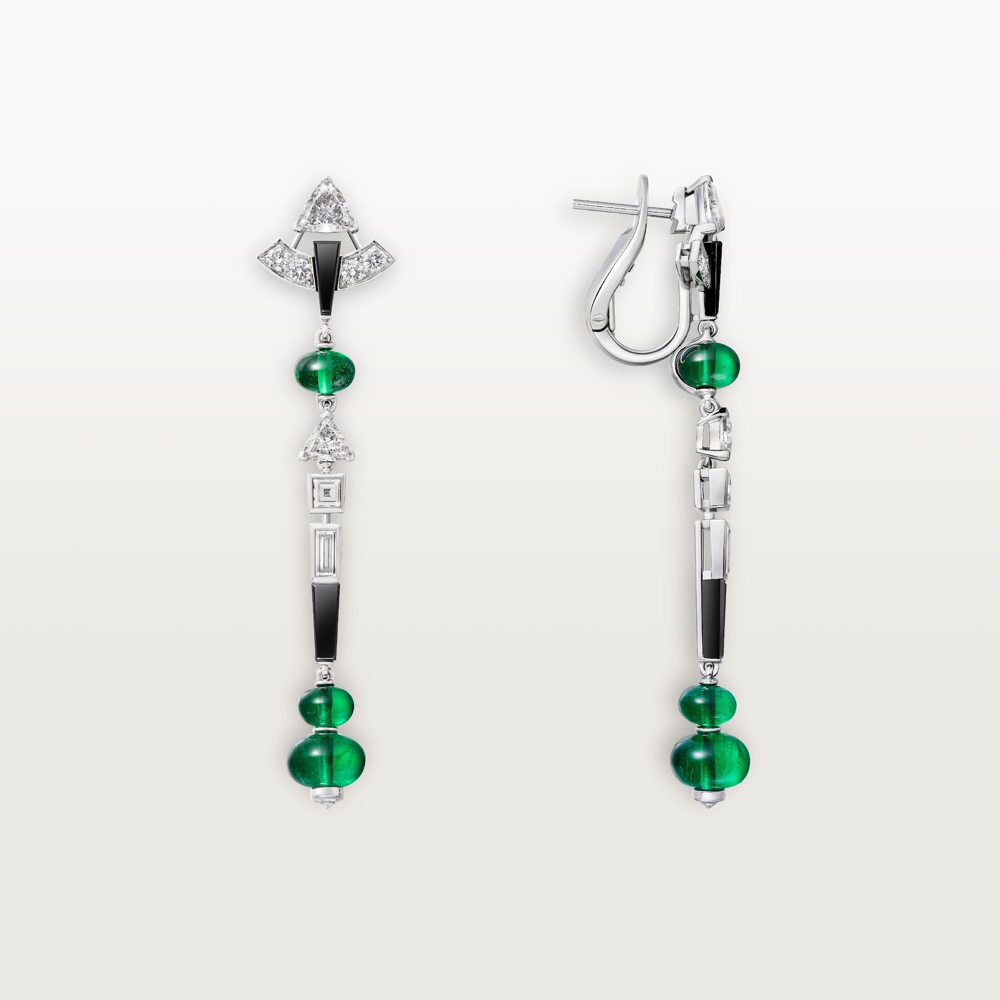 En &Eacute;quilibre earrings, emerald, paved