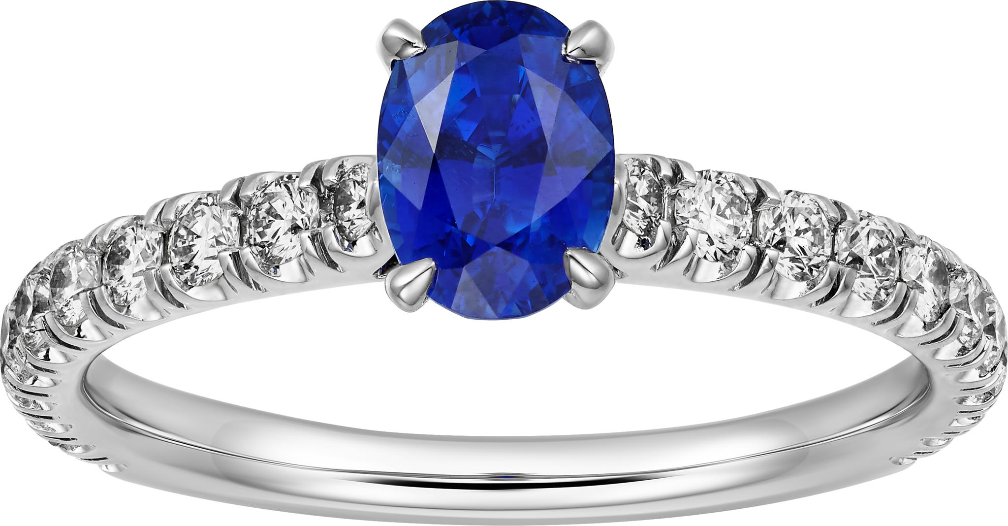 1895 solitaire, oval-cut sapphire, paved 